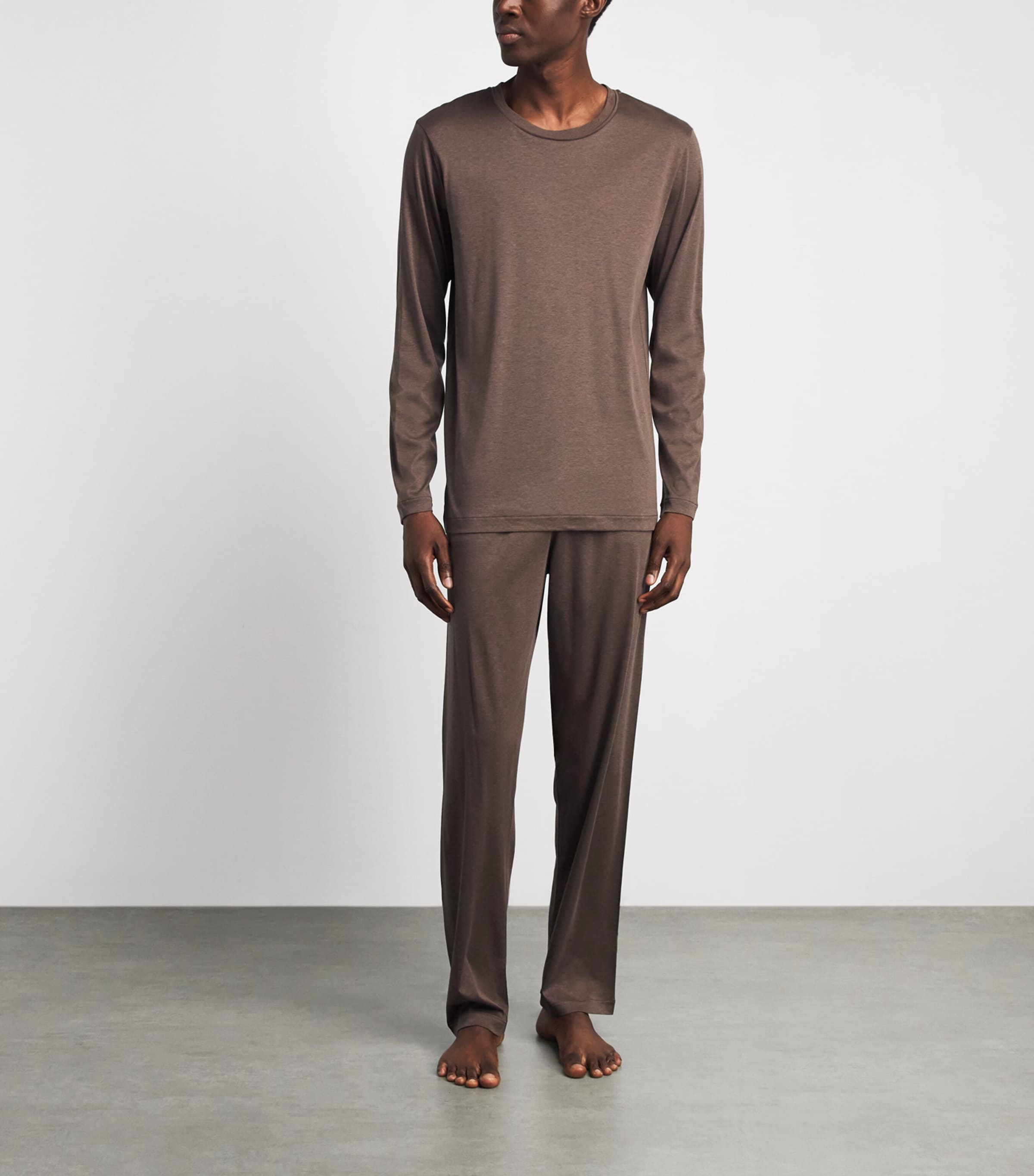 Zimmerli Mens Sea Island Cotton Pyjama Bottoms Brown Melange Image 2