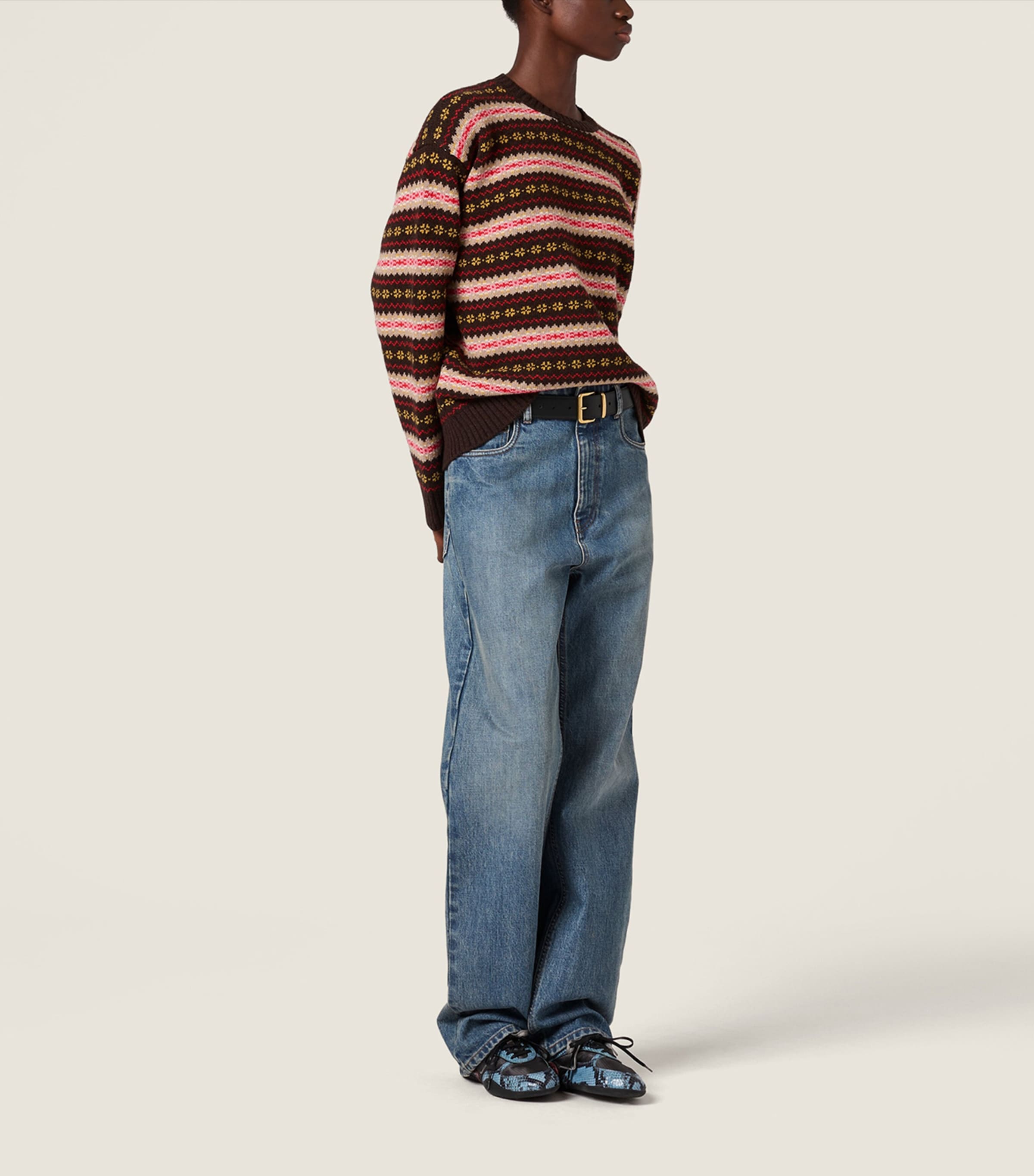 Miu Miu Womens Wool Fair Isle Sweater Image 2