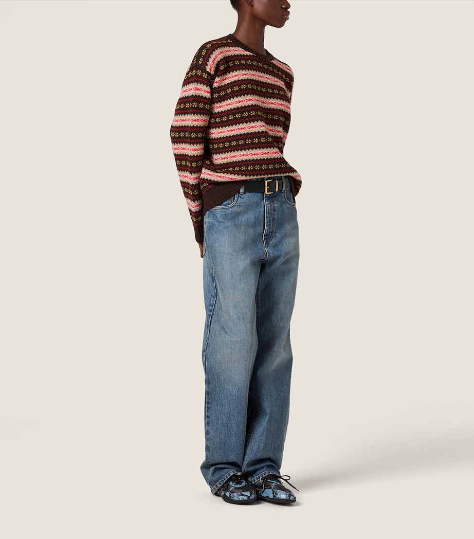 Miu Miu Womens Wool Fair Isle Sweater Image 2