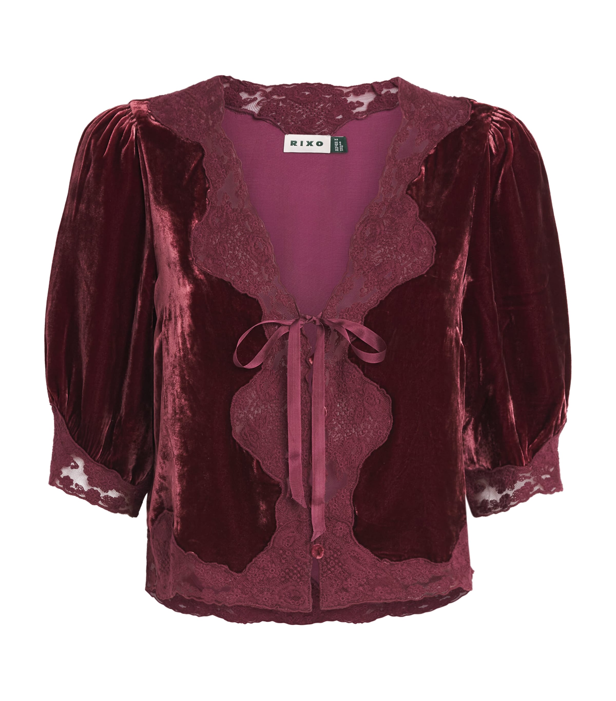 Rixo Womens Velvet Ursula Blouse Bordeaux Image 1