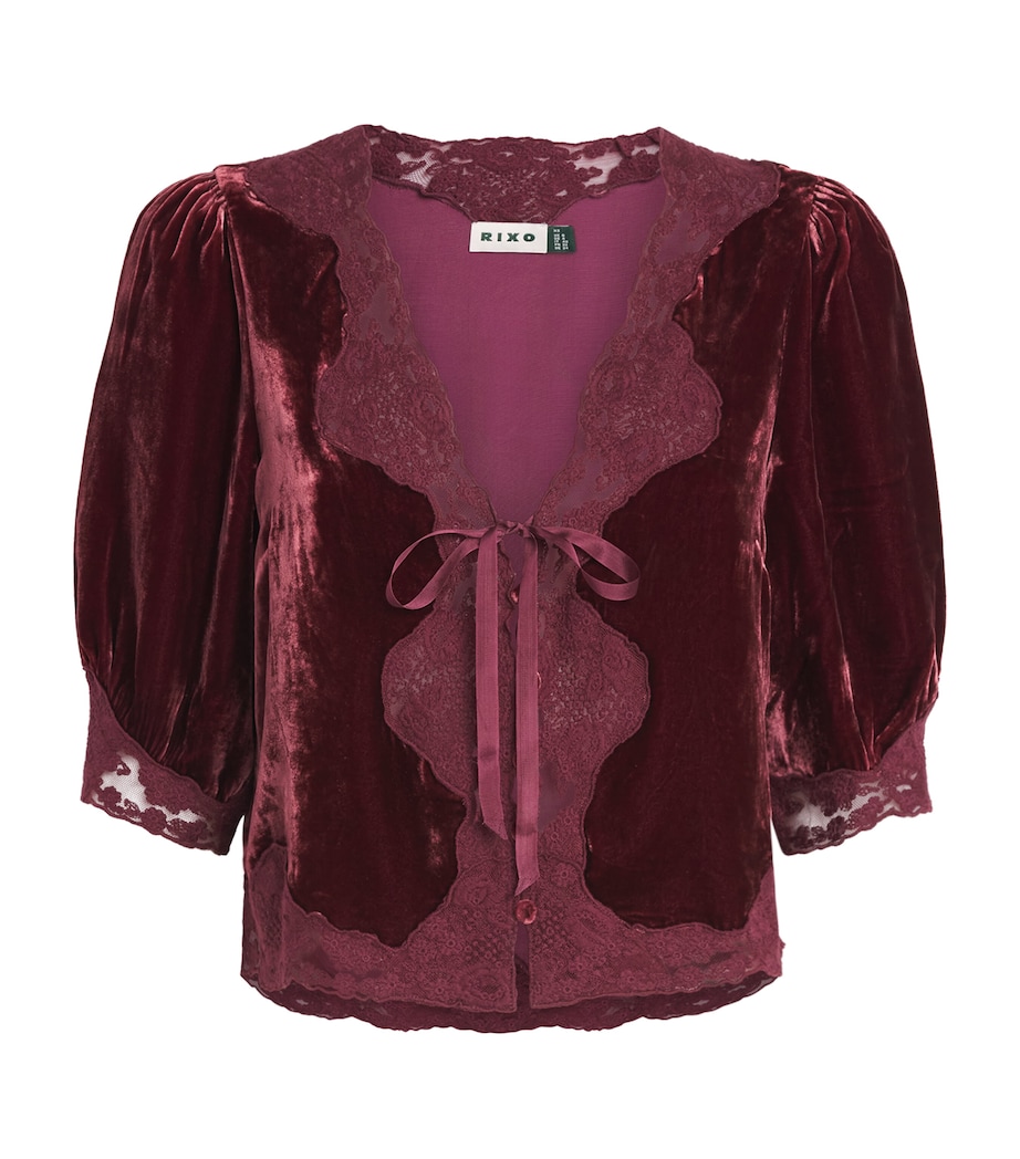 Rixo Womens Velvet Ursula Blouse Bordeaux Image 1