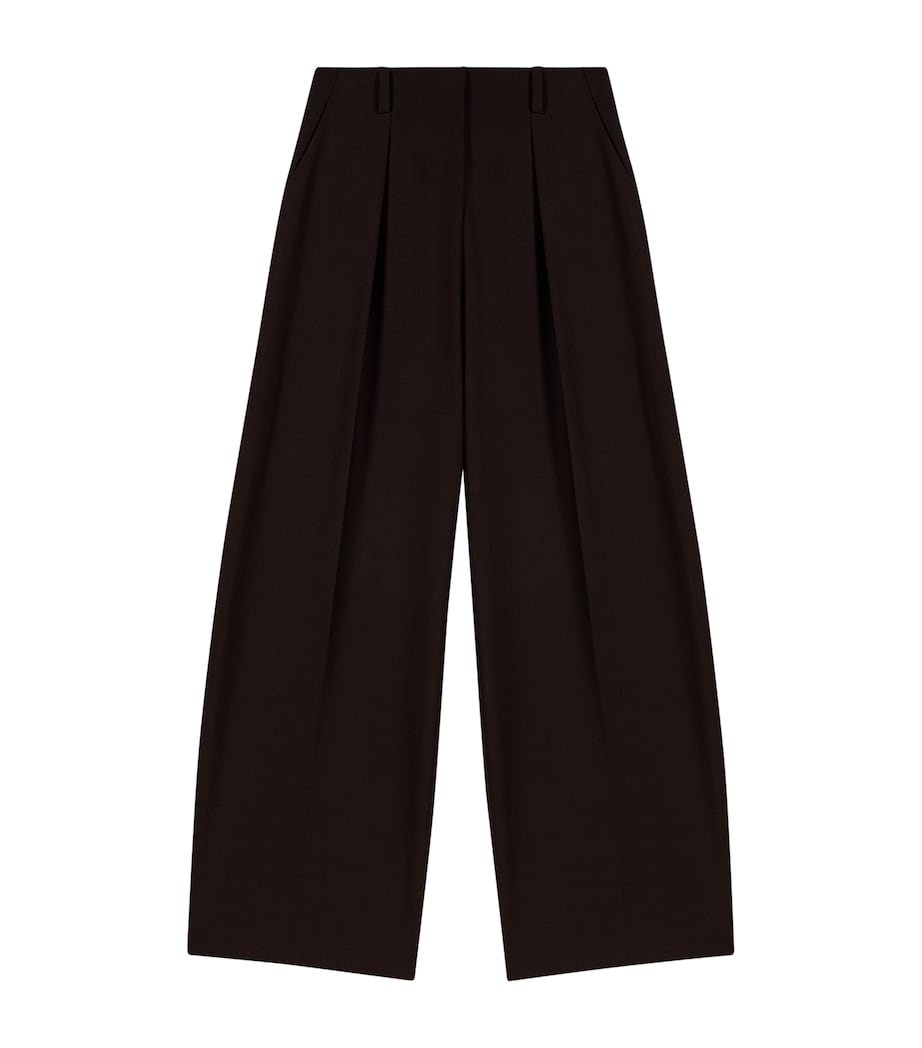 Maje Womens Pleated Wide-Leg Trousers Brown Image 1