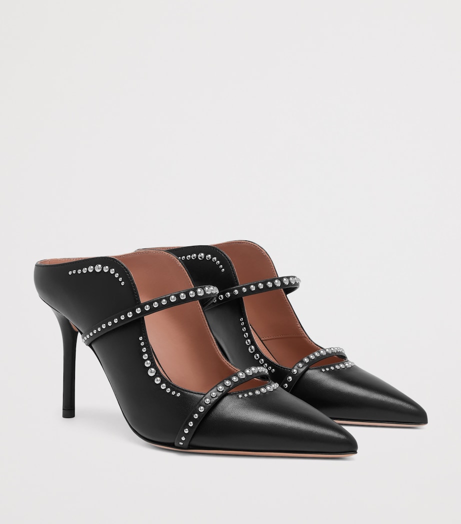 Leather Studded Maureen Heeled Mules 85 BLACK Image 3