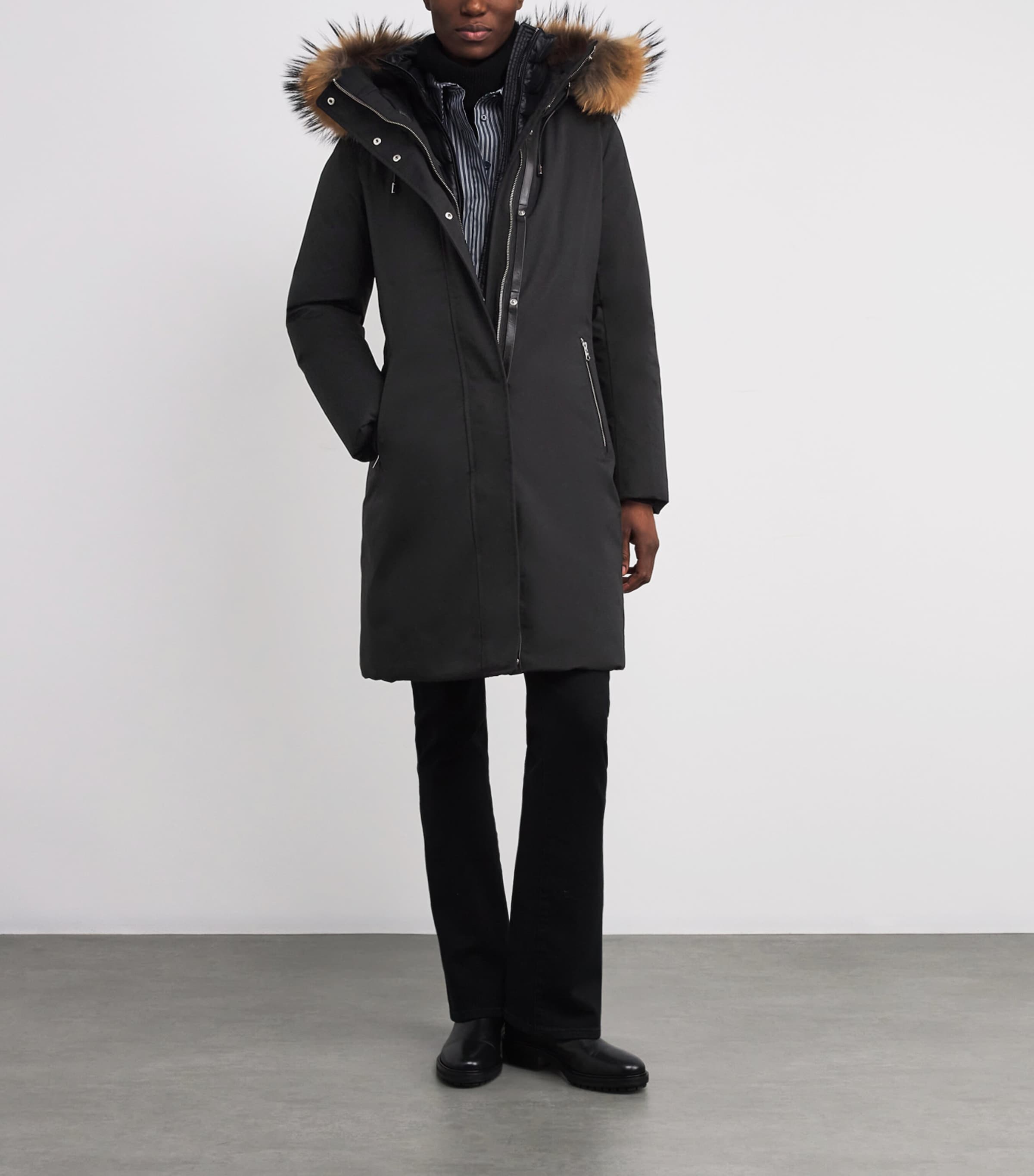 Down Fox Fur-Trim Shiloh-F Coat C0001 BLACK Image 2