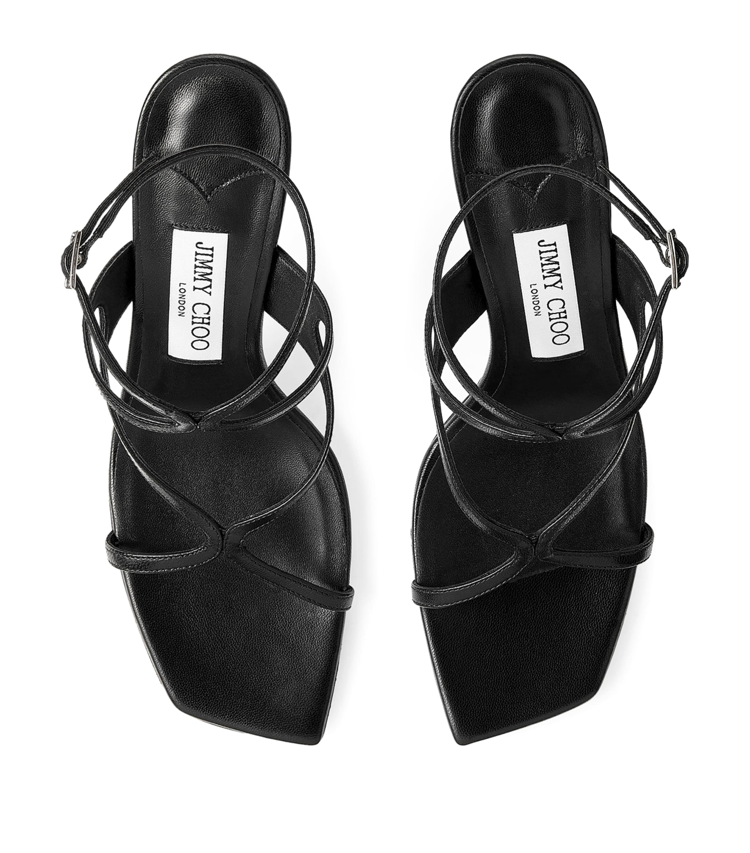 Azie 85 Leather Heeled Sandals BLACK Image 3