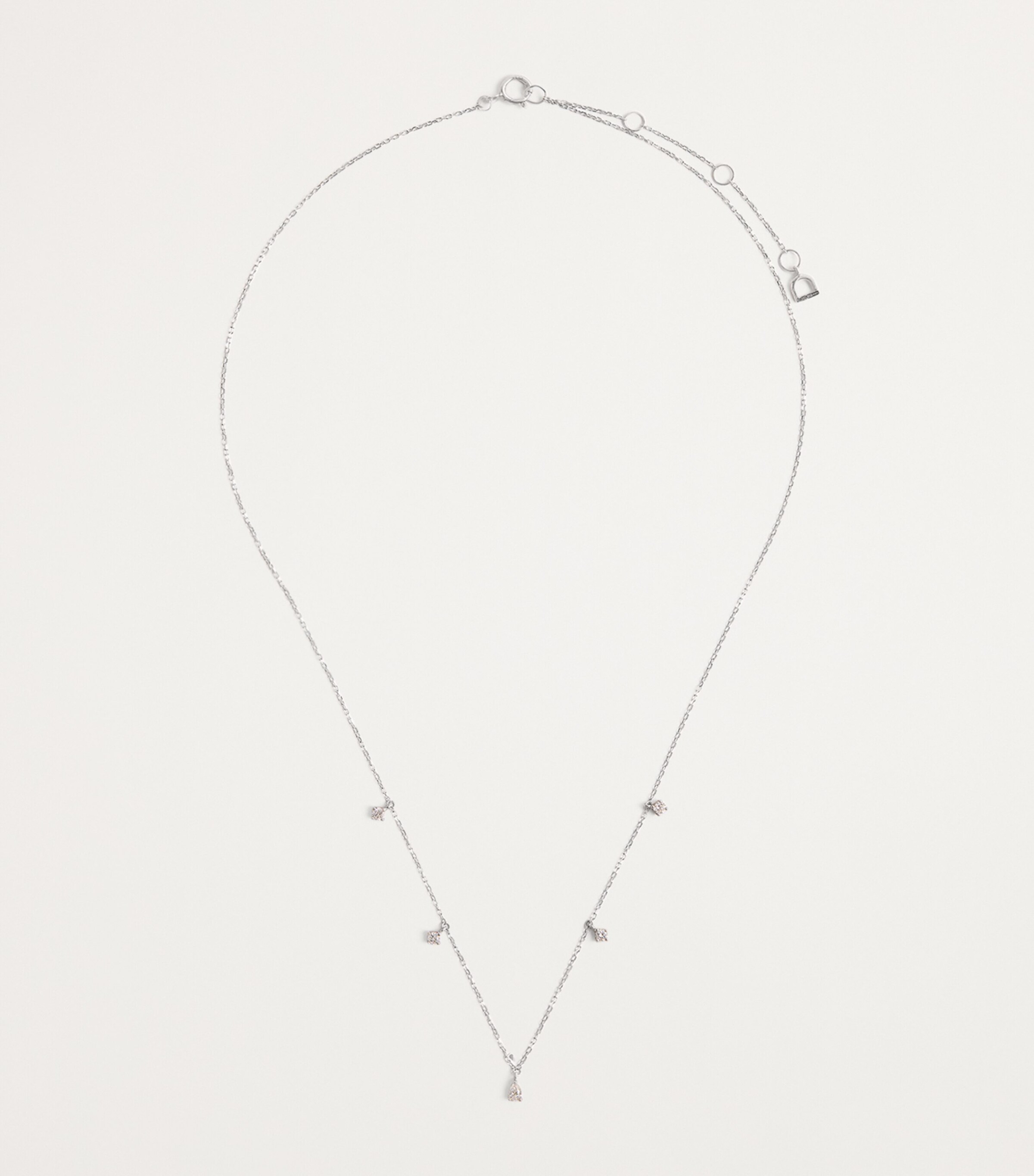 Astrid & Miyu White Gold and Diamond Pear Charm Necklace Gold Image 3