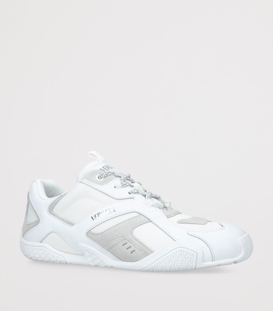 Versace Suede Low-Top Sneakers White Image 3