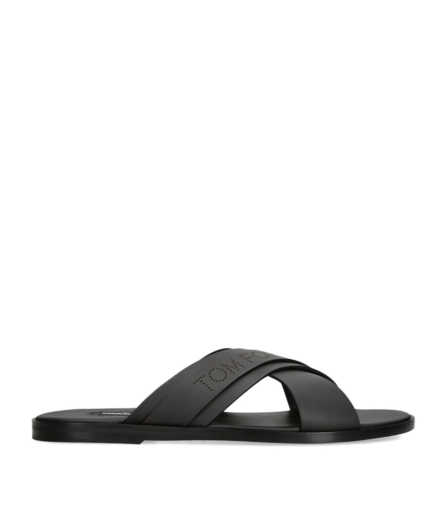Leather Preston Slides BLACK Image 1