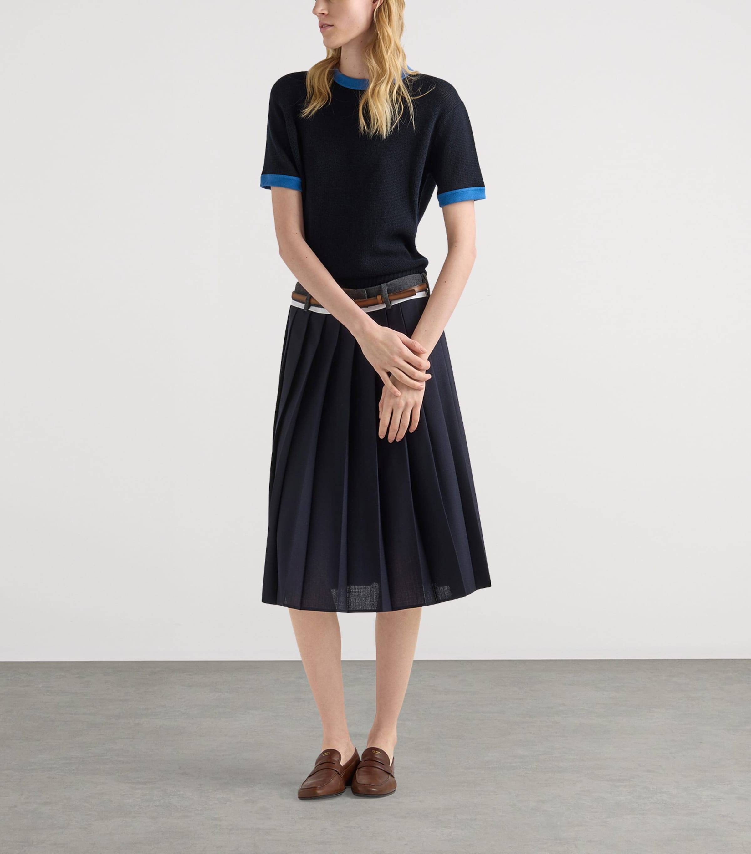Prada Womens Cashmere Short-Sleeve Sweater Image 2