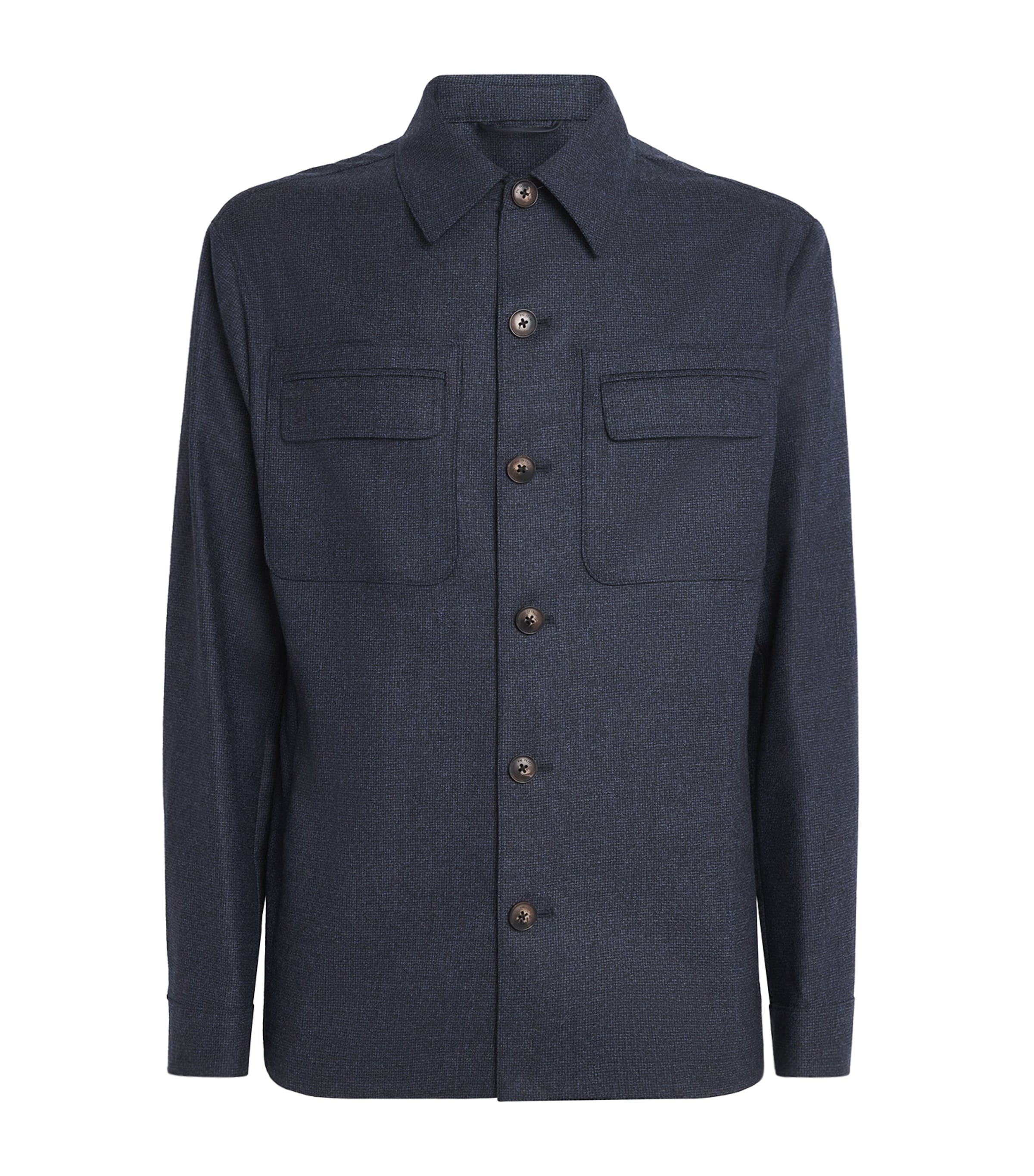 Pal Zileri Mens Virgin Wool Overshirt Blue Navy Image 1