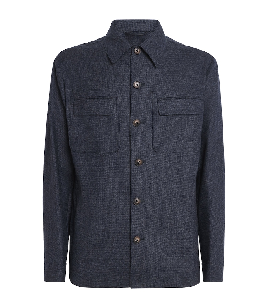 Pal Zileri Mens Virgin Wool Overshirt Blue Navy Image 1