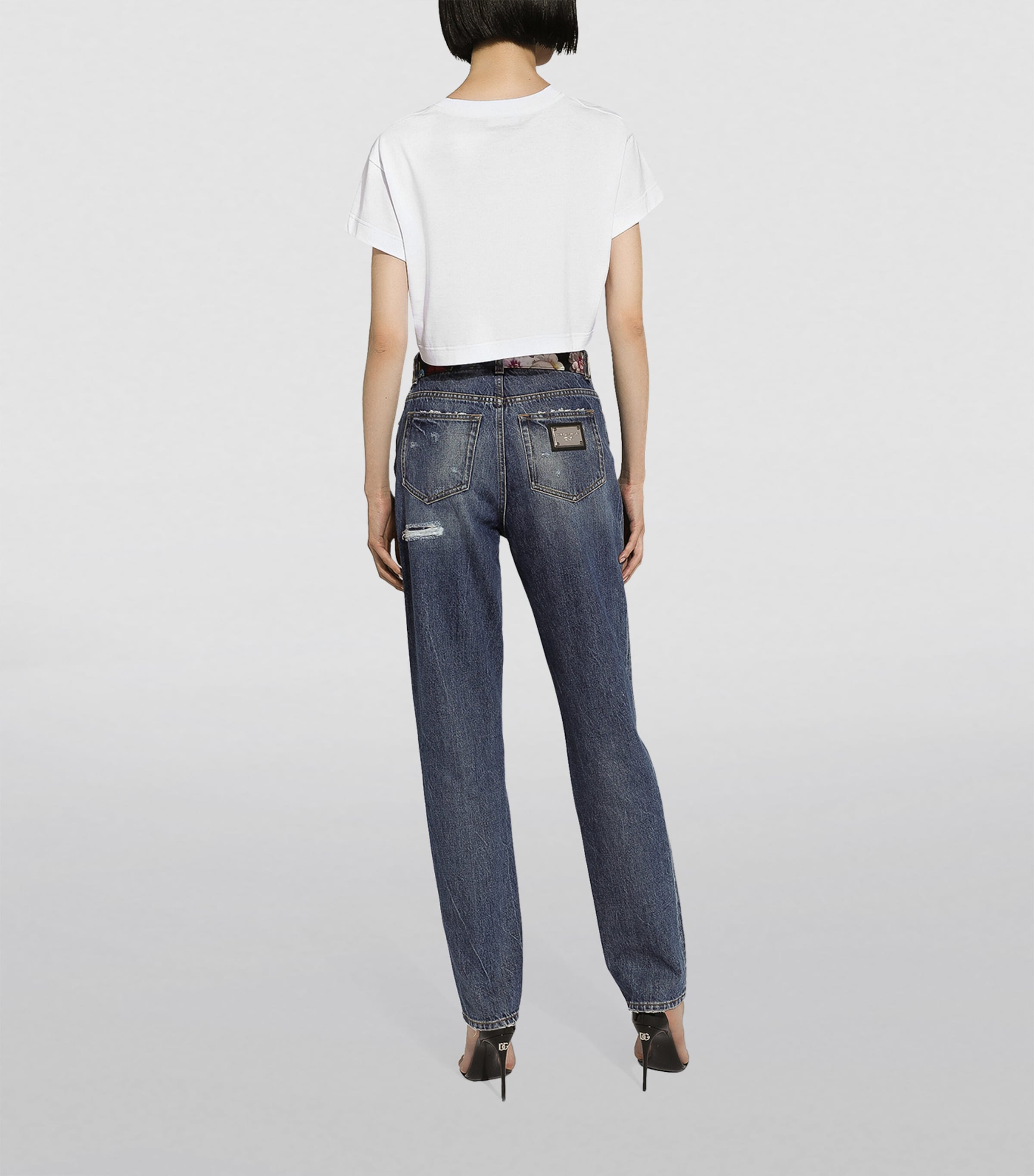Dolce&Gabbana Womens Ripped Straight-Leg Jeans Combined Colou Image 2