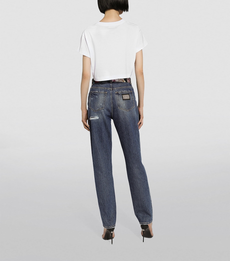 Dolce&Gabbana Womens Ripped Straight-Leg Jeans Combined Colou Image 2