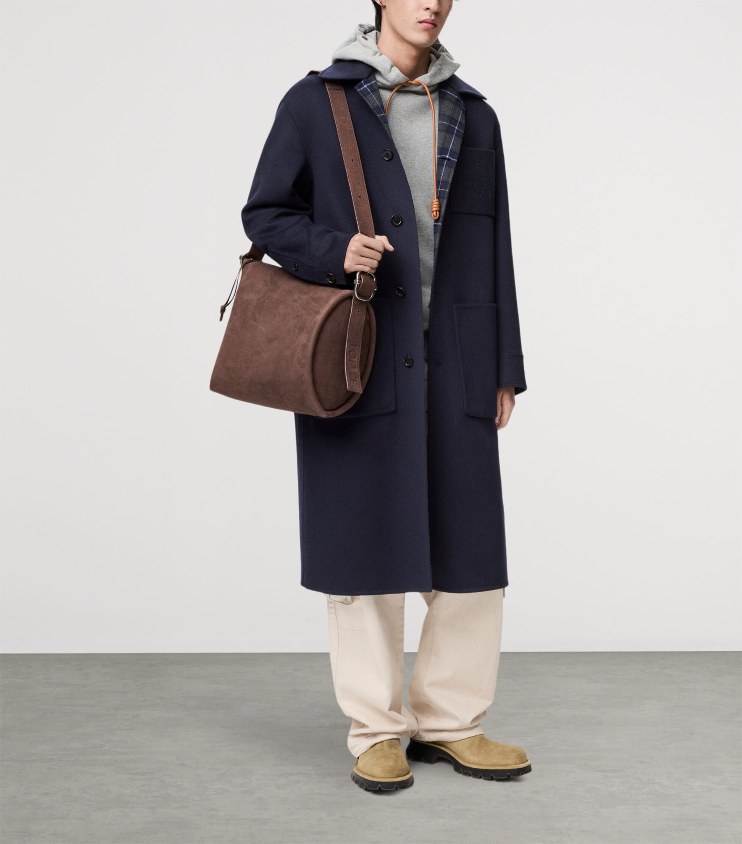 Wool-Cashmere-Blend Coat NAVY/GREY Image 2