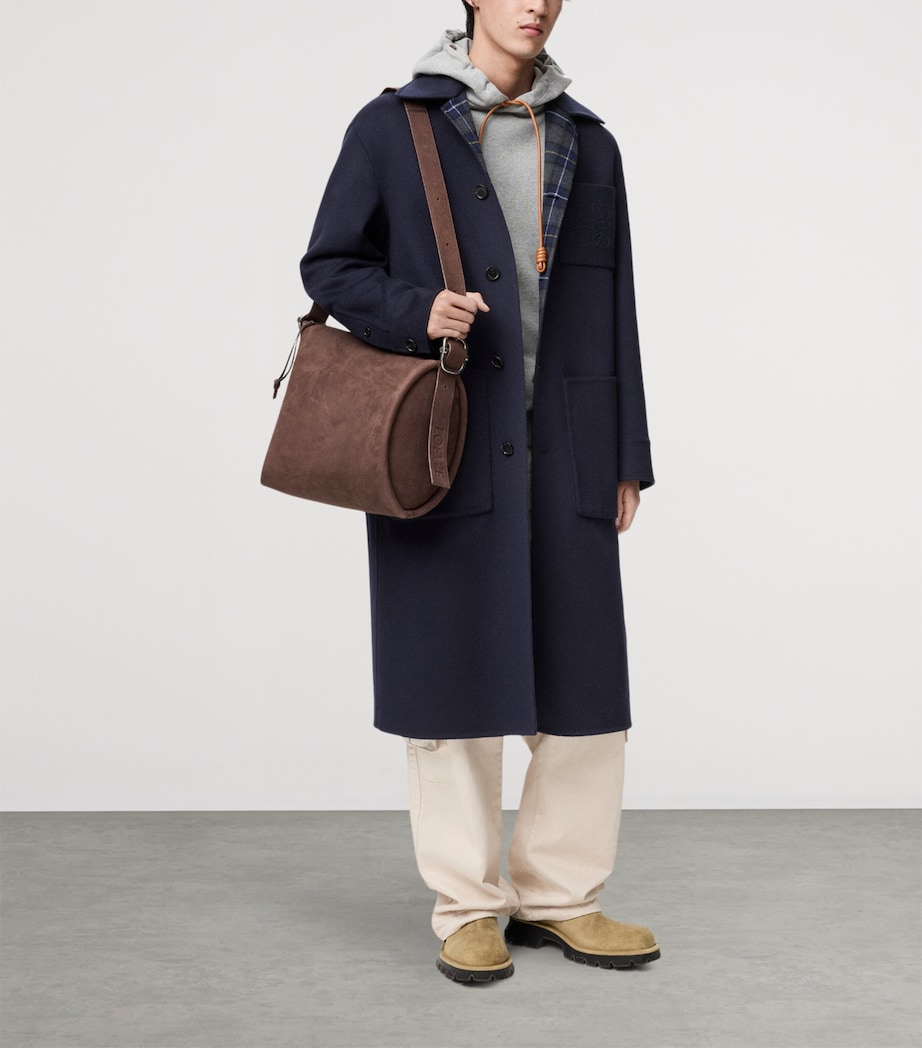 Wool-Cashmere-Blend Coat NAVY/GREY Image 2