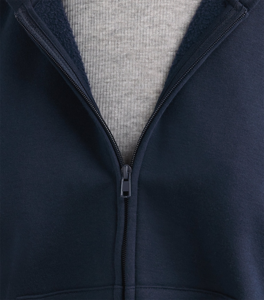 Skims Womens Cotton-Blend Fleece Classic Hoodie Navy Image 3