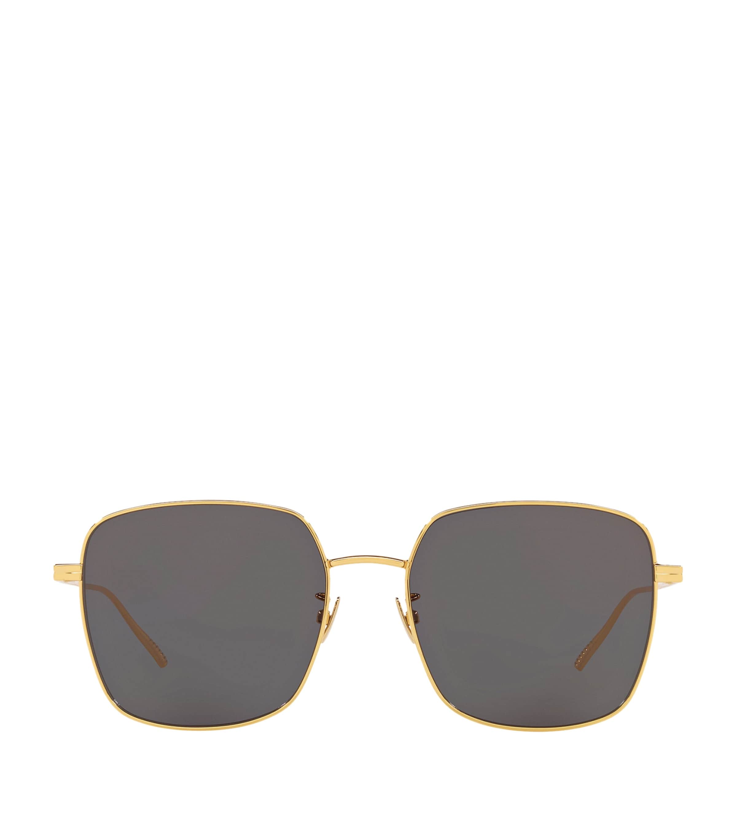 Bottega Veneta Rectangular Sunglasses In Gold