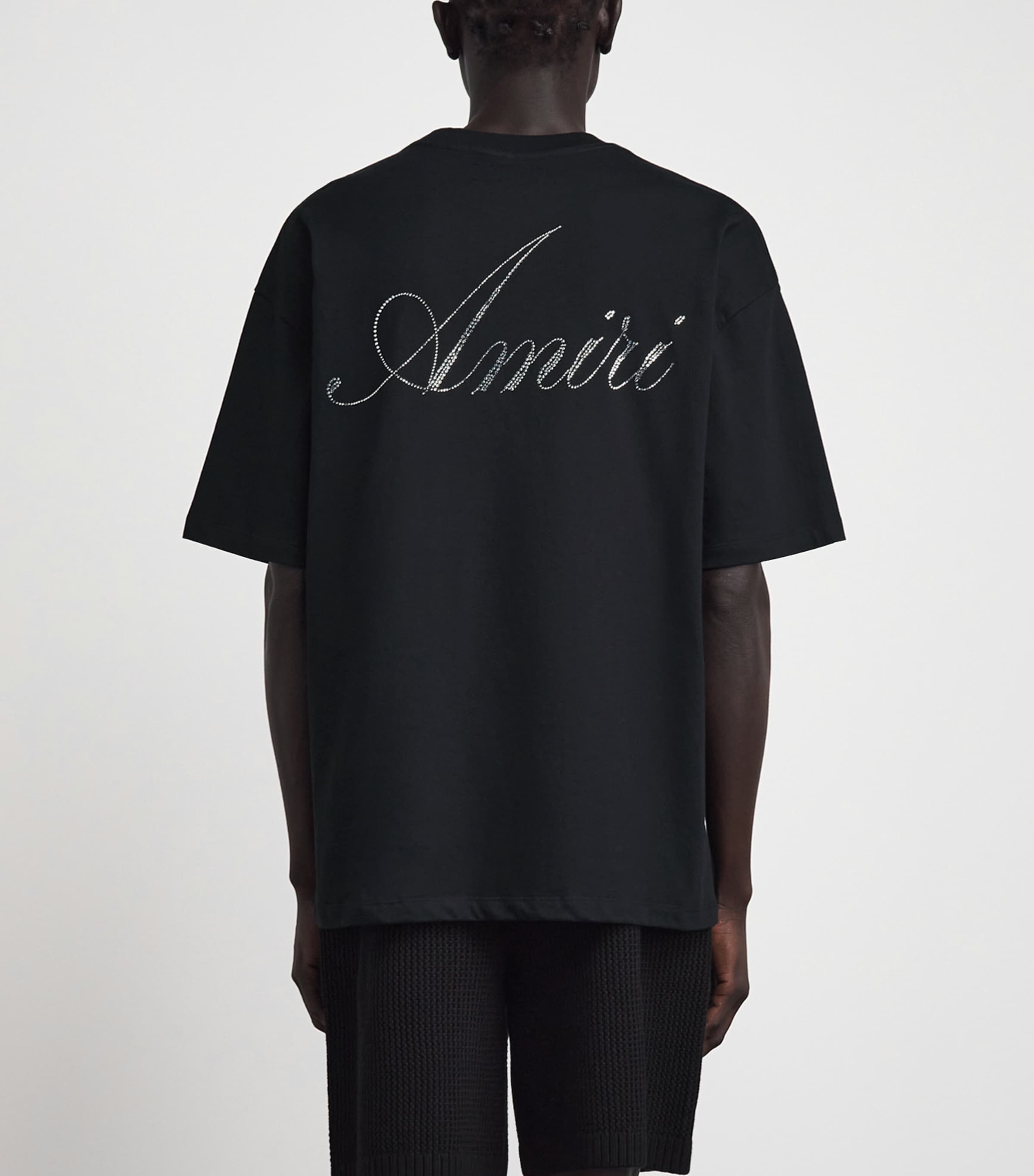 AMIRI Mens Cotton Crystal Logo T-Shirt Black Image 5