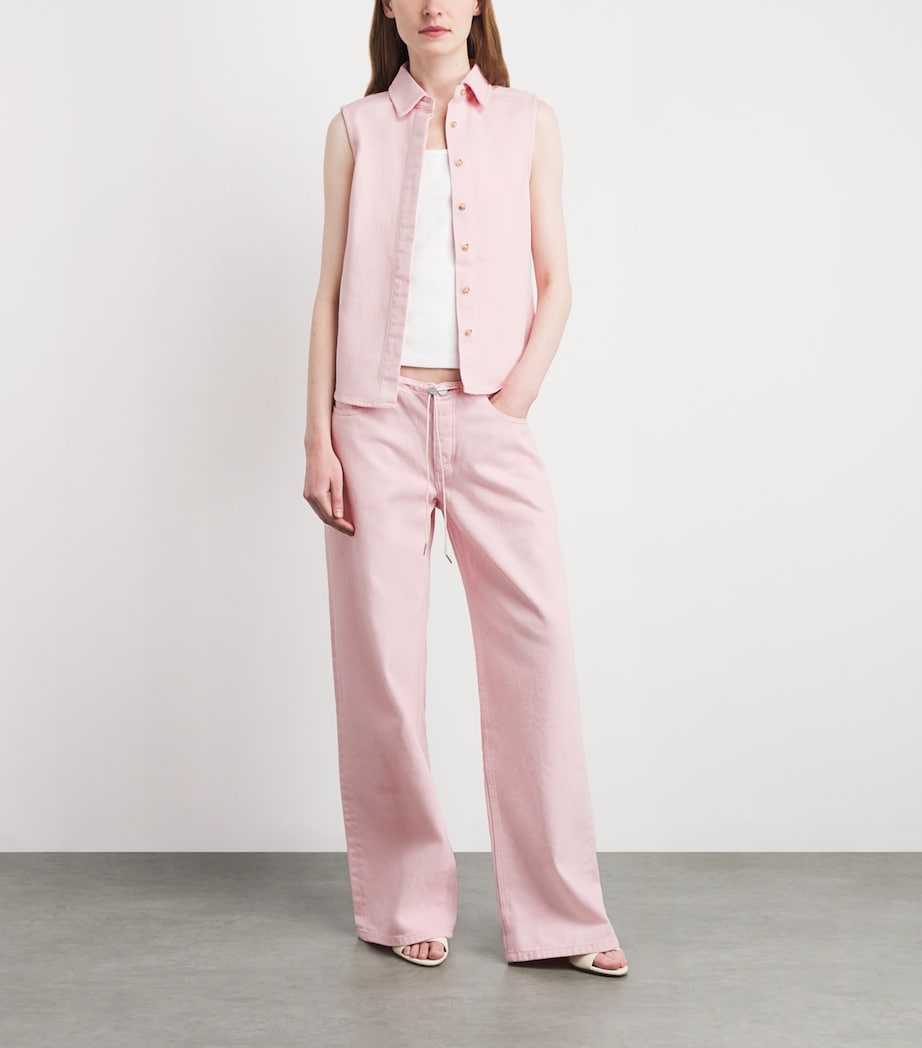 STILL HERE Womens Cool Wide-Leg Jeans Pink Image 2
