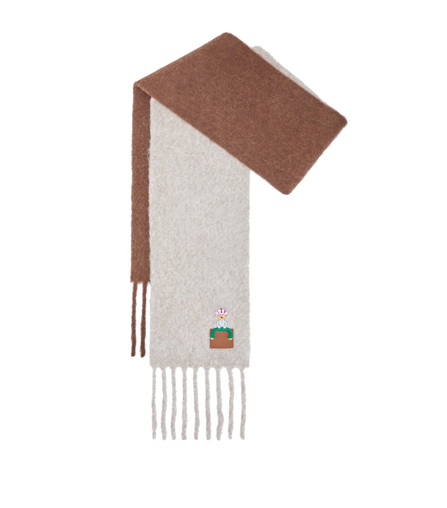 Alpaca-Blend Embroidered Scarf LIGHT GREY/BROWN Image 1