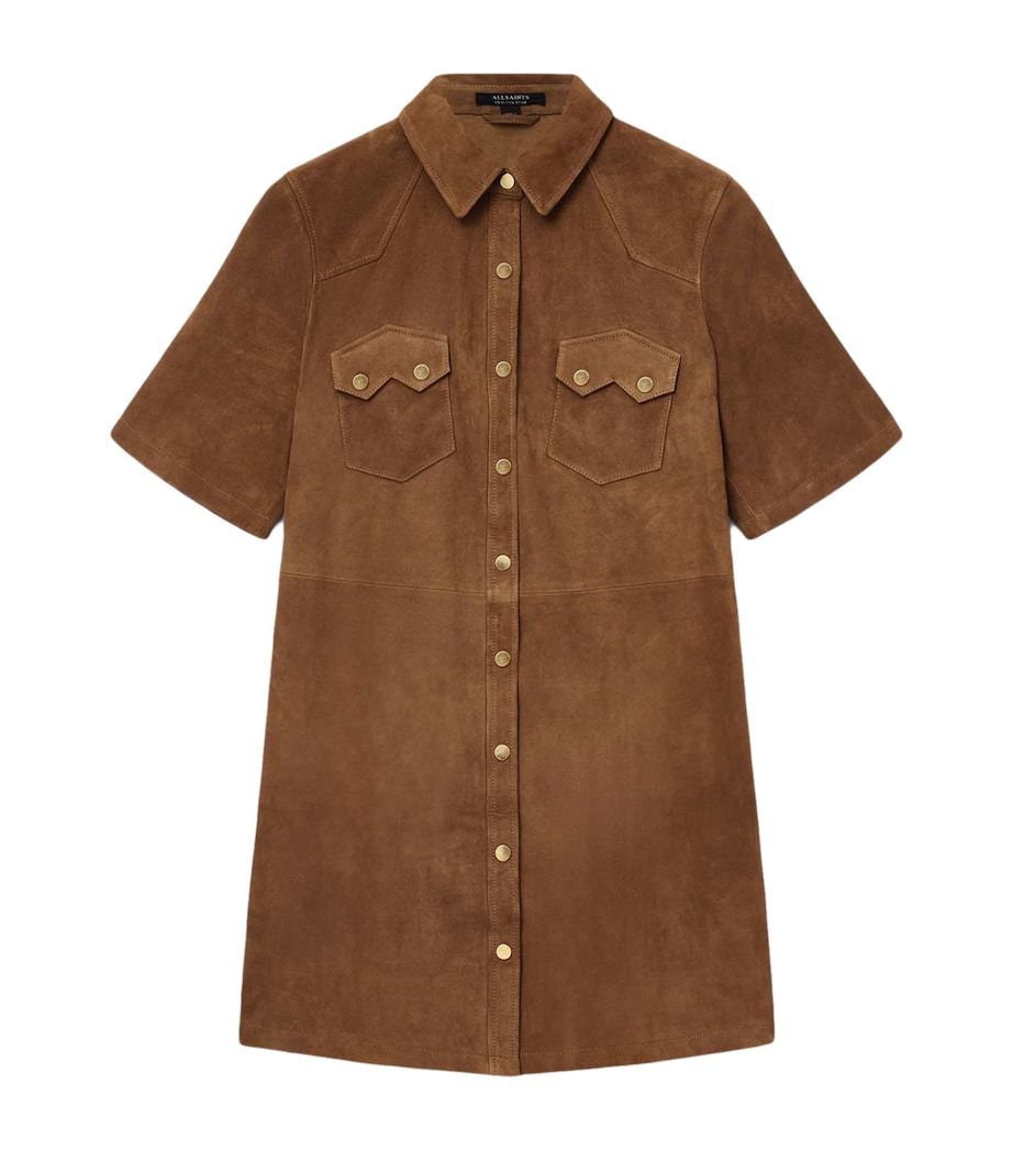 Suede Rock Mini Shirt Dress SUGAR BROWN Image 1