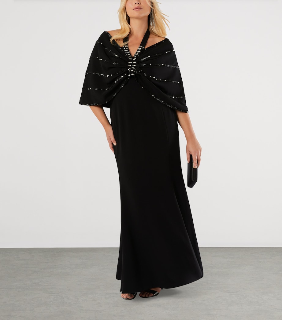 Marina Rinaldi Womens Embellished Halterneck Maxi Dress and Cape Black Image 2