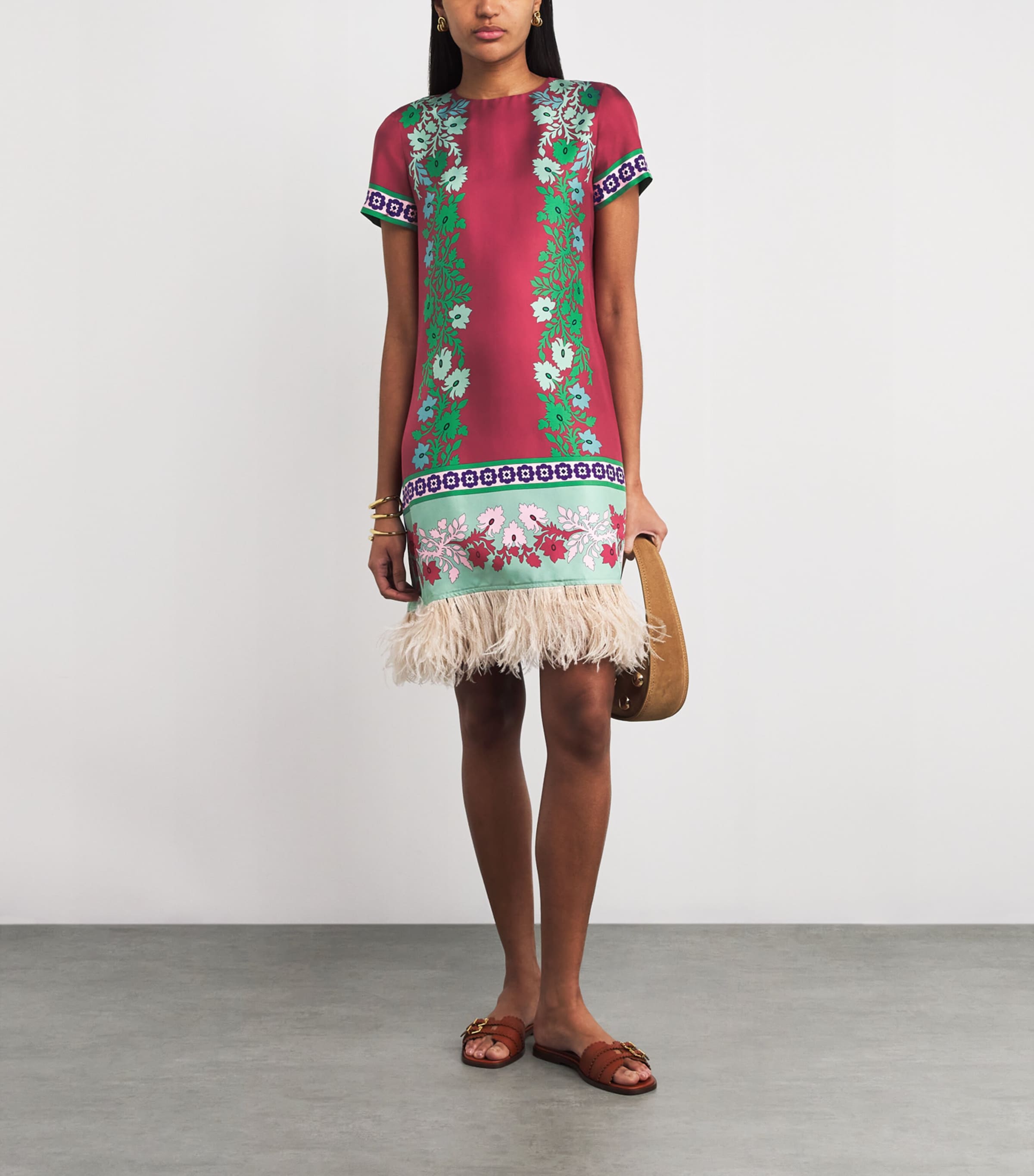 Silk Ostrich Feather Mini Swing Dress RE01REGALIA PLACEE Image 2