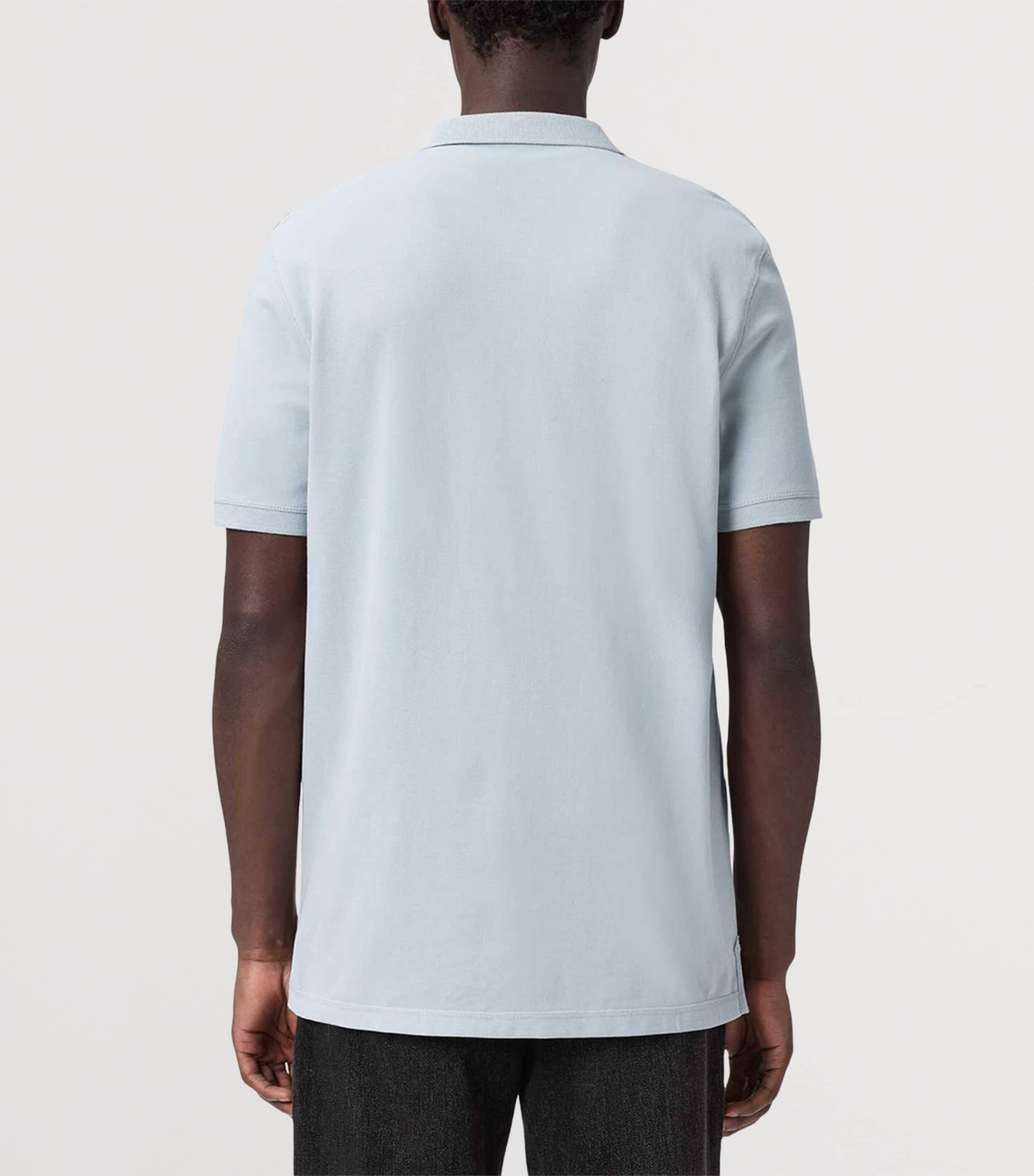 AllSaints Mens Organic Cotton Reform Polo Shirt Misty Blue Image 4