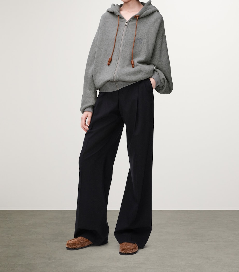 LOEWE Womens Cotton-Cashmere Flamenco Hoodie Grey Image 2