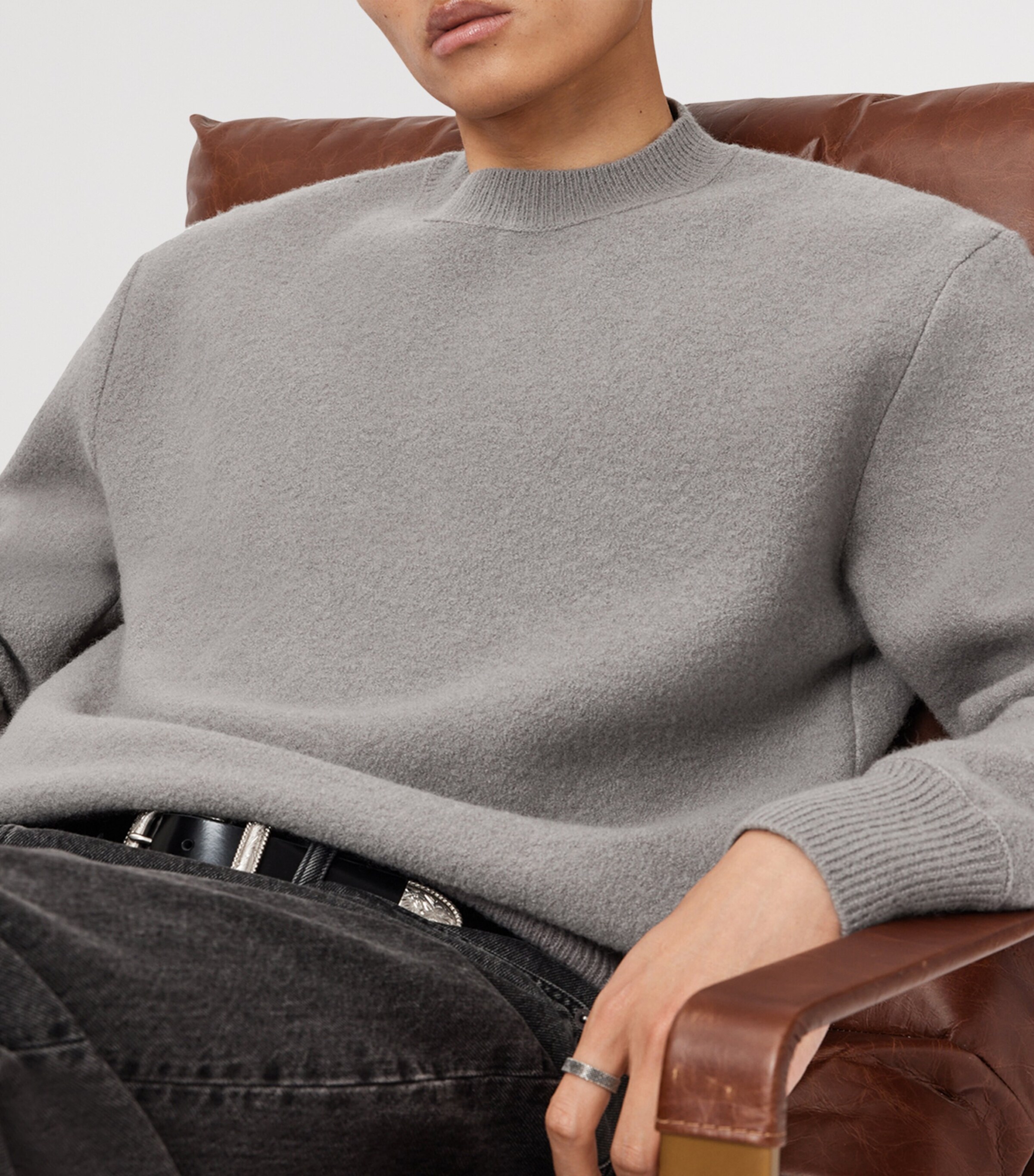 Merino Wool Marko Crew Sweater HENGE GREY Image 7