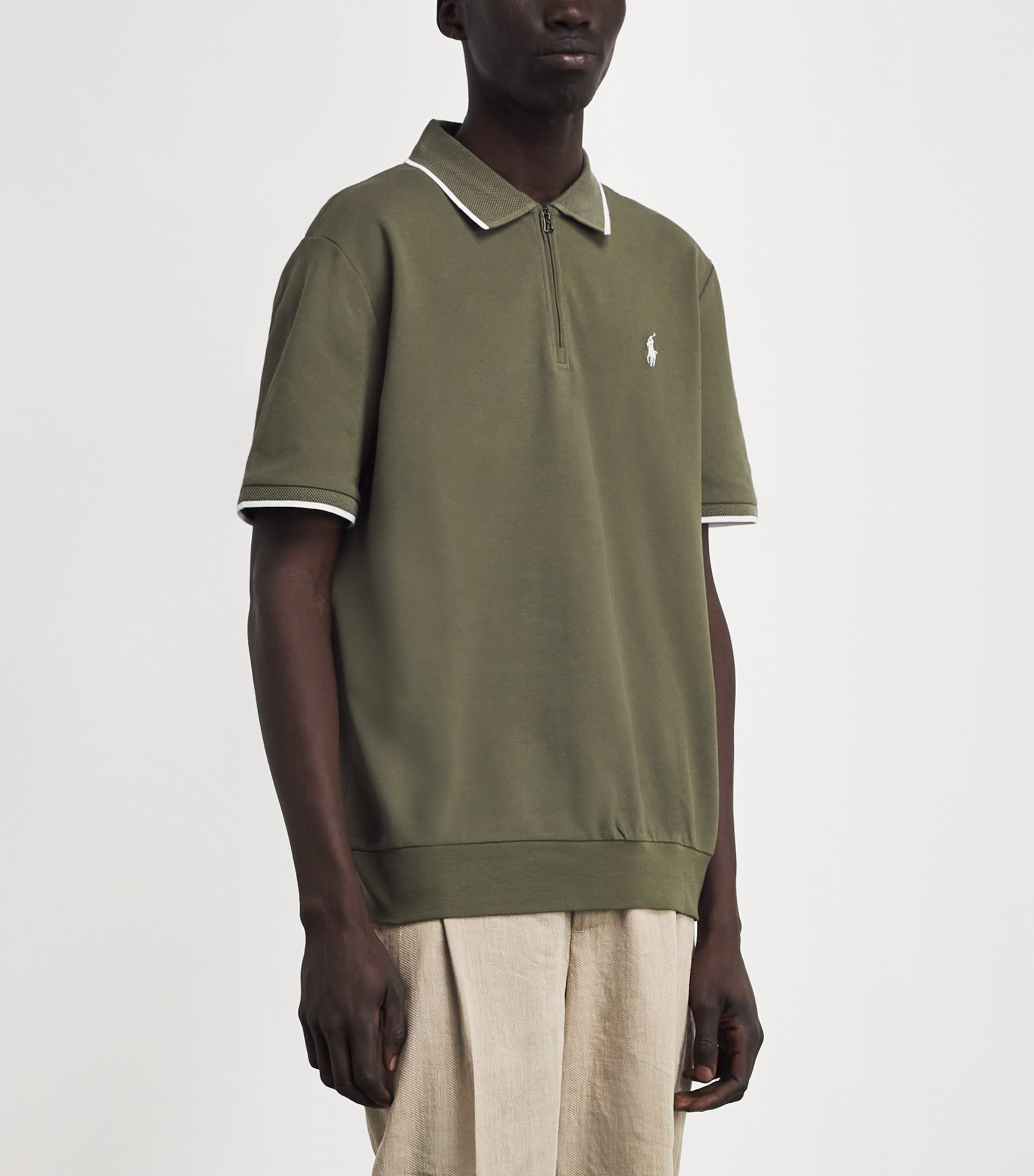 Polo Ralph Lauren Mens Stretch-Cotton Zip-Up Polo Shirt Cruise Image 4