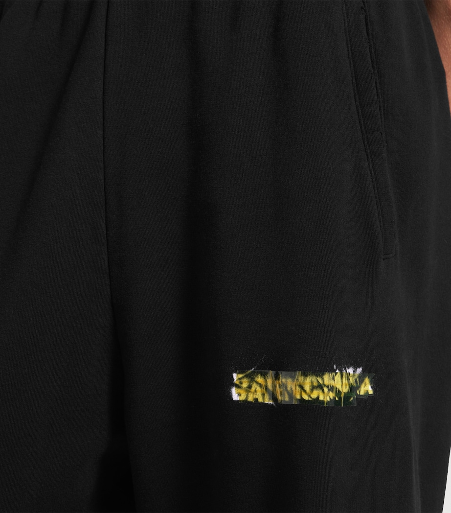 Balenciaga Mens Cotton Messy Spray Logo Sweatpants Image 6