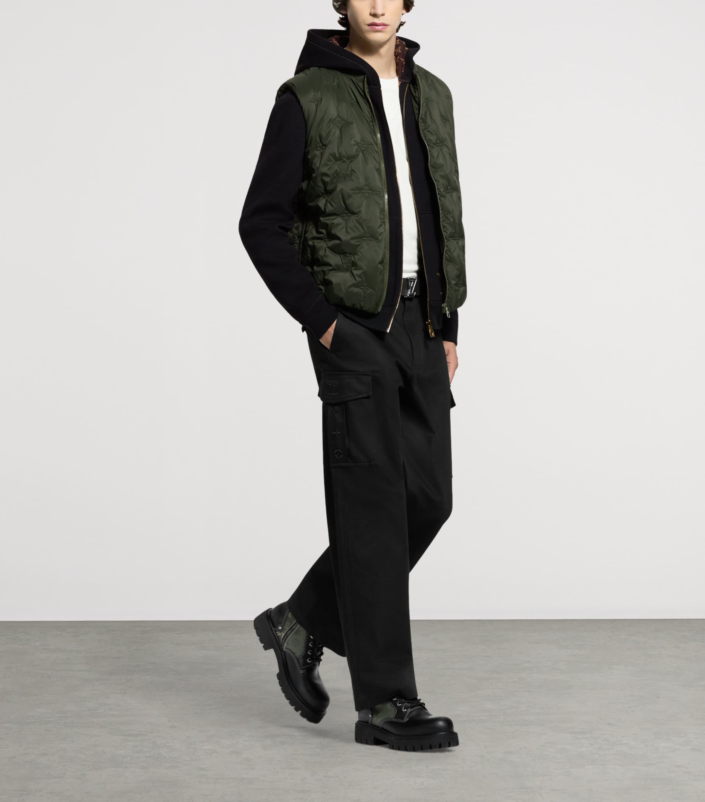 Leather Remix Combat Boots KHAKI GREEN Image 7