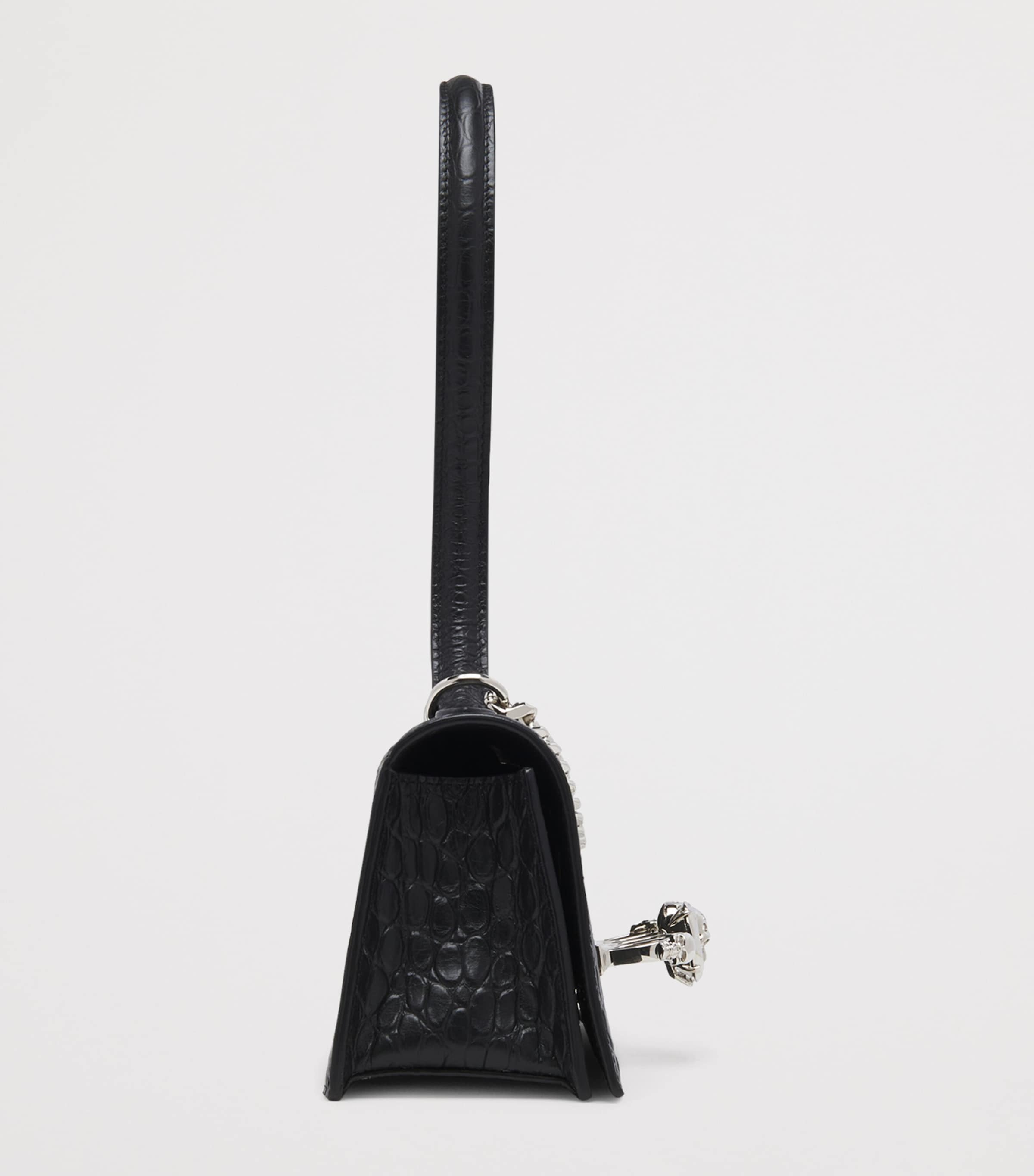 McQueen Croc-Effect Jewelled Top-Handle Bag Image 4