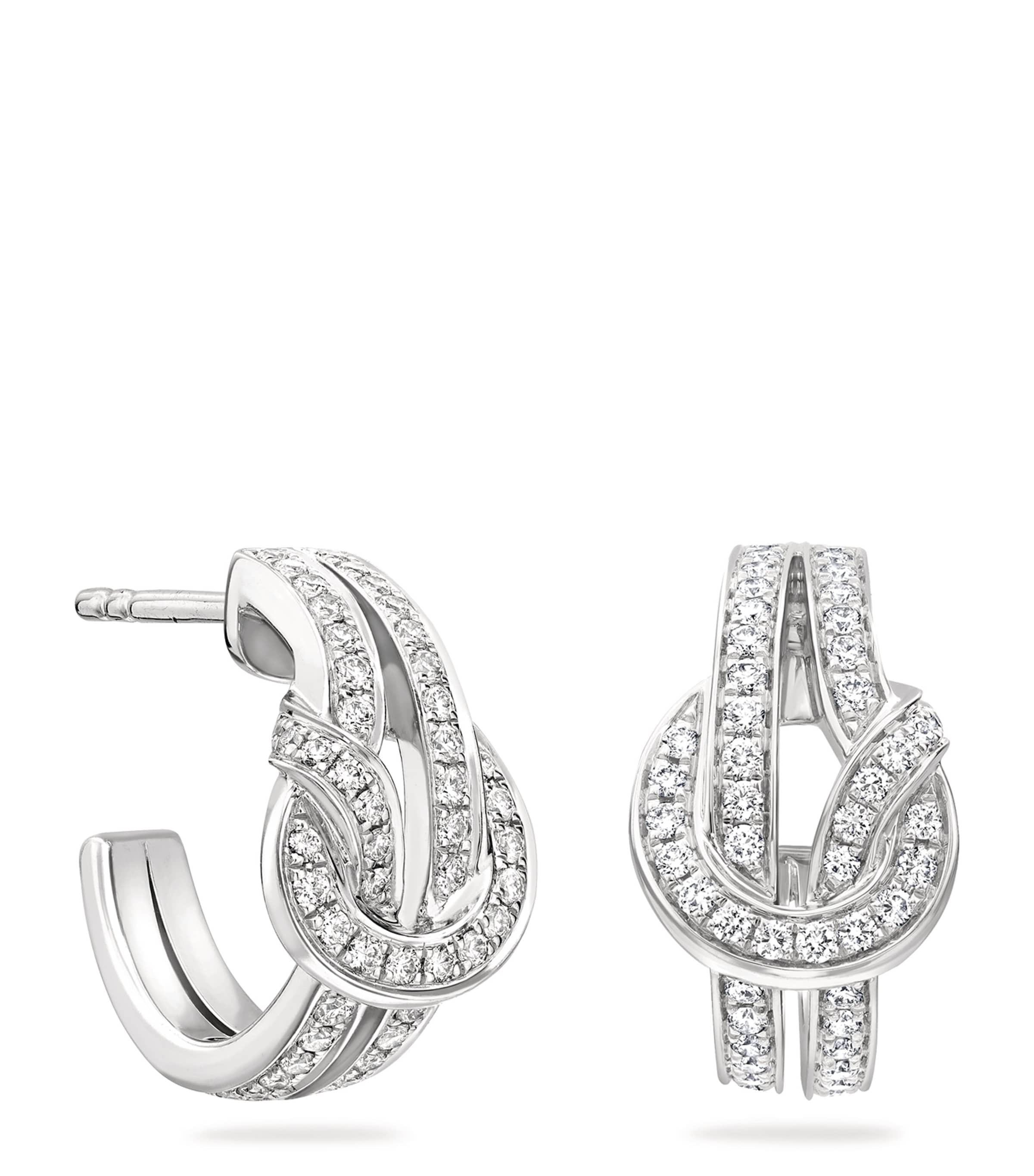 White Gold and Diamond The Knot Earrings SILVER Image 3