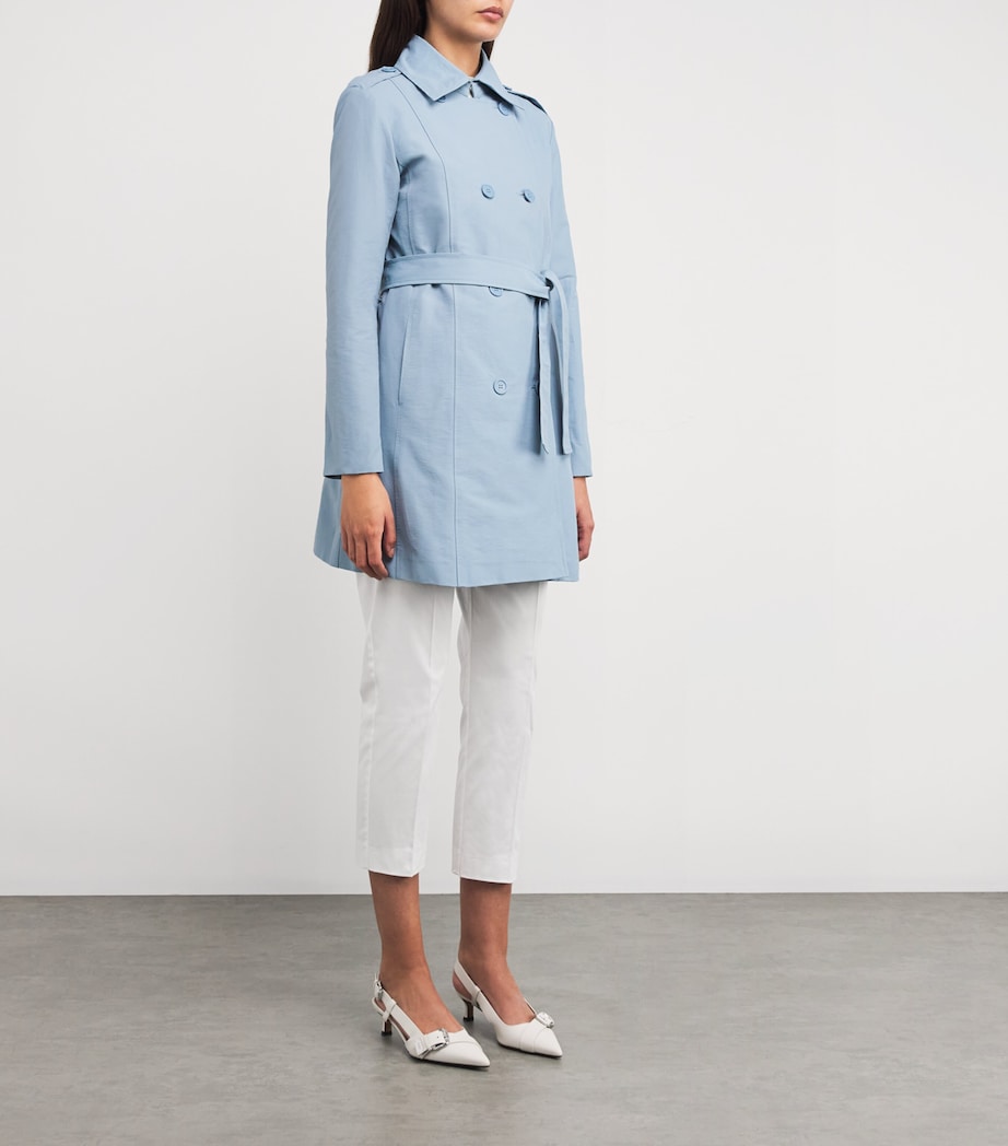 Double-Breasted Trench Coat LIGHT BLUE Image 3