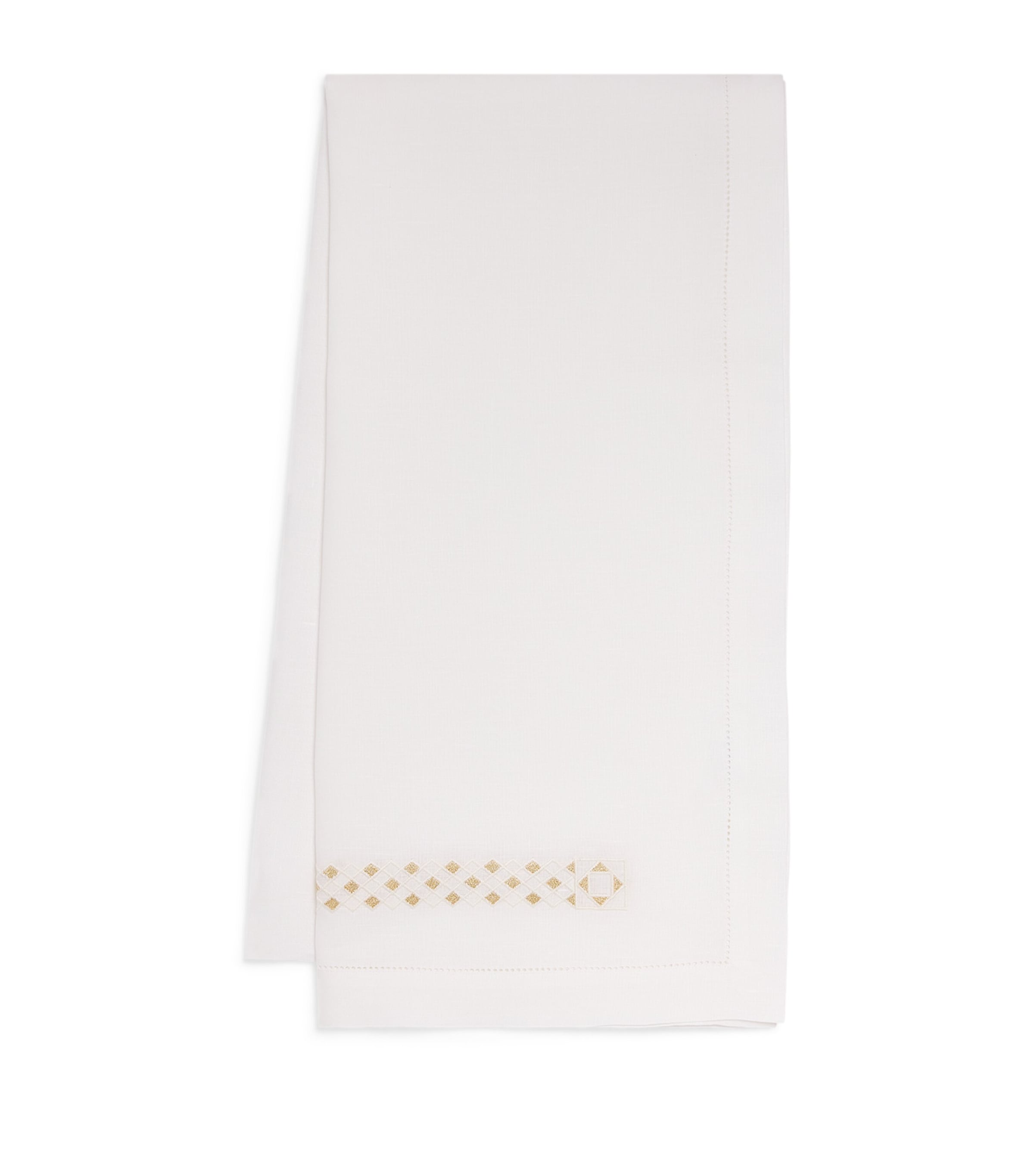 Dea Linen Embroidered Liri Table Runner In White