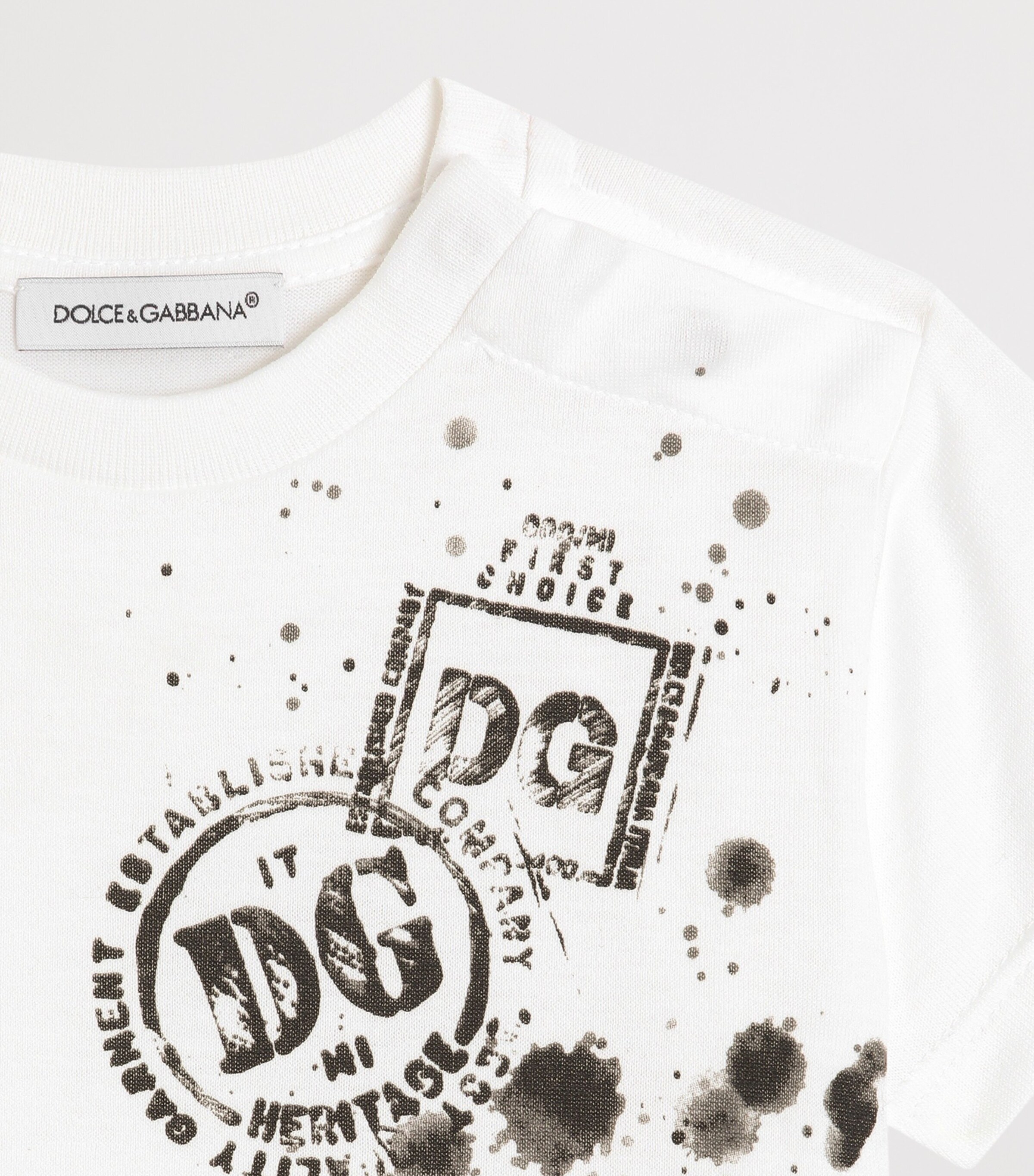 Dolce&Gabbana Kids Cotton Logo Stamp T-Shirt (3-30 Months) Rose C/stelo F Image 3
