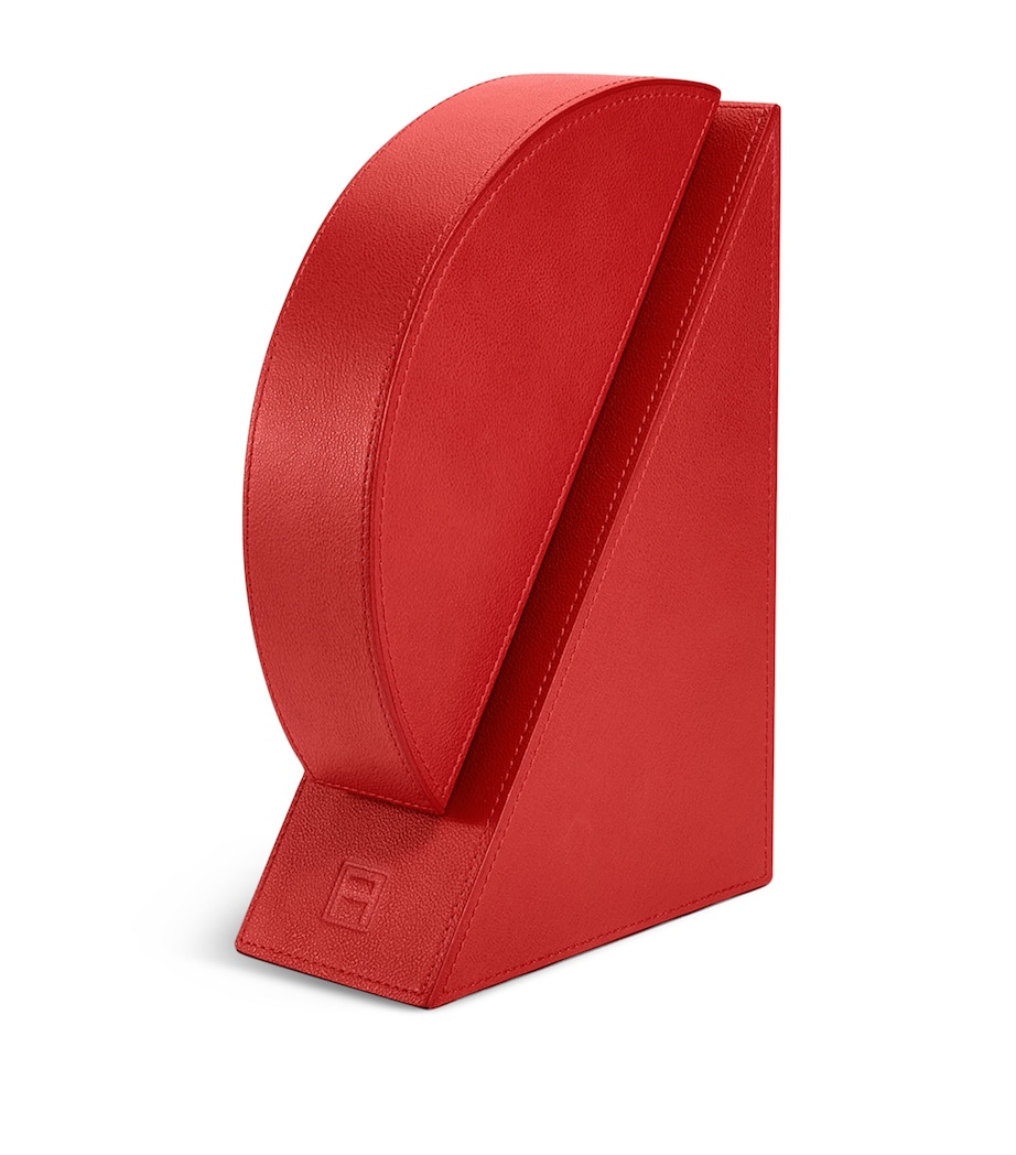 Leather Right Cubist Bookend RED Image 3