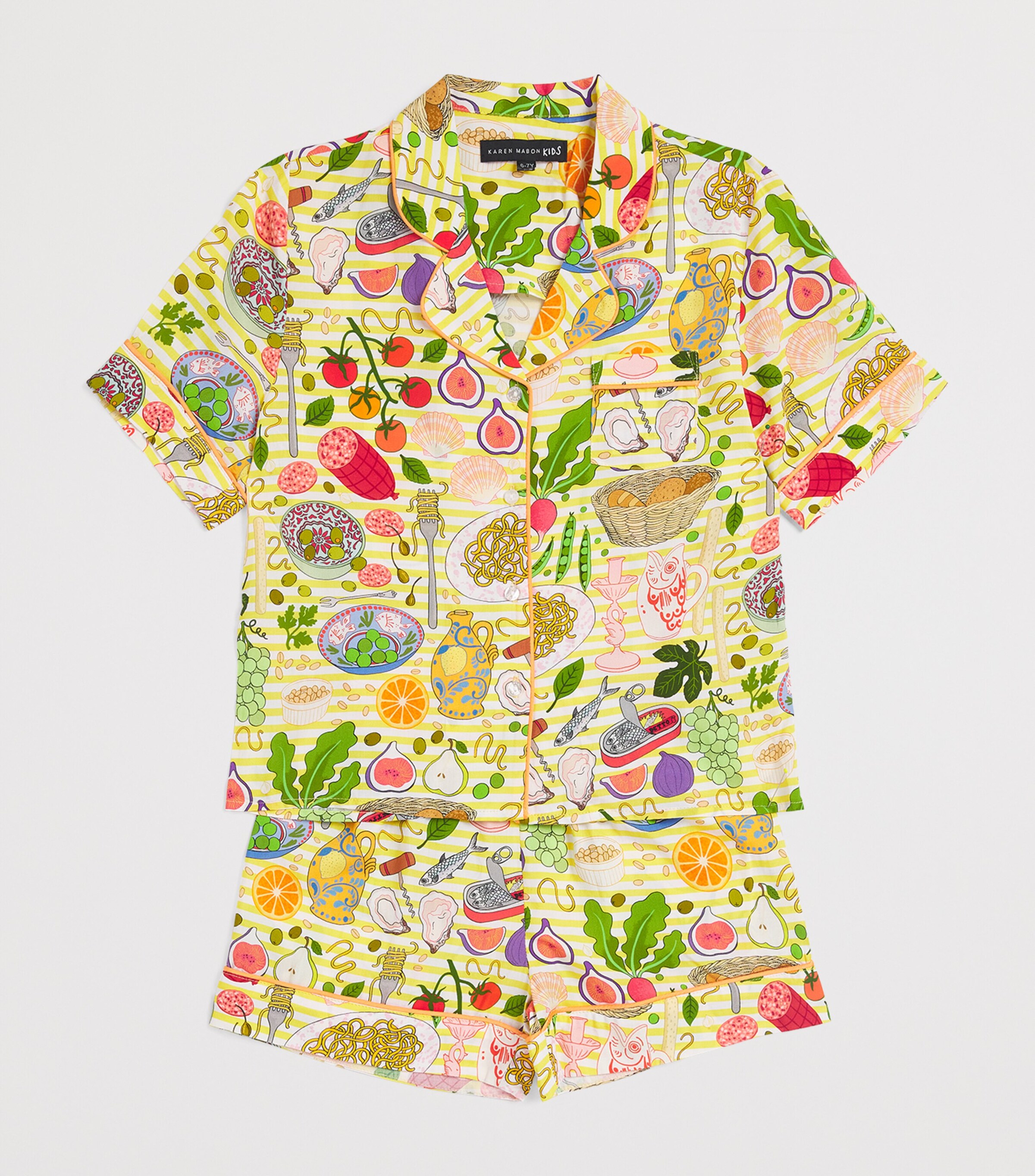 KAREN MABON KIDS Antipasti Print Short Pyjama Set (2-13 Years) Yellow Image 3
