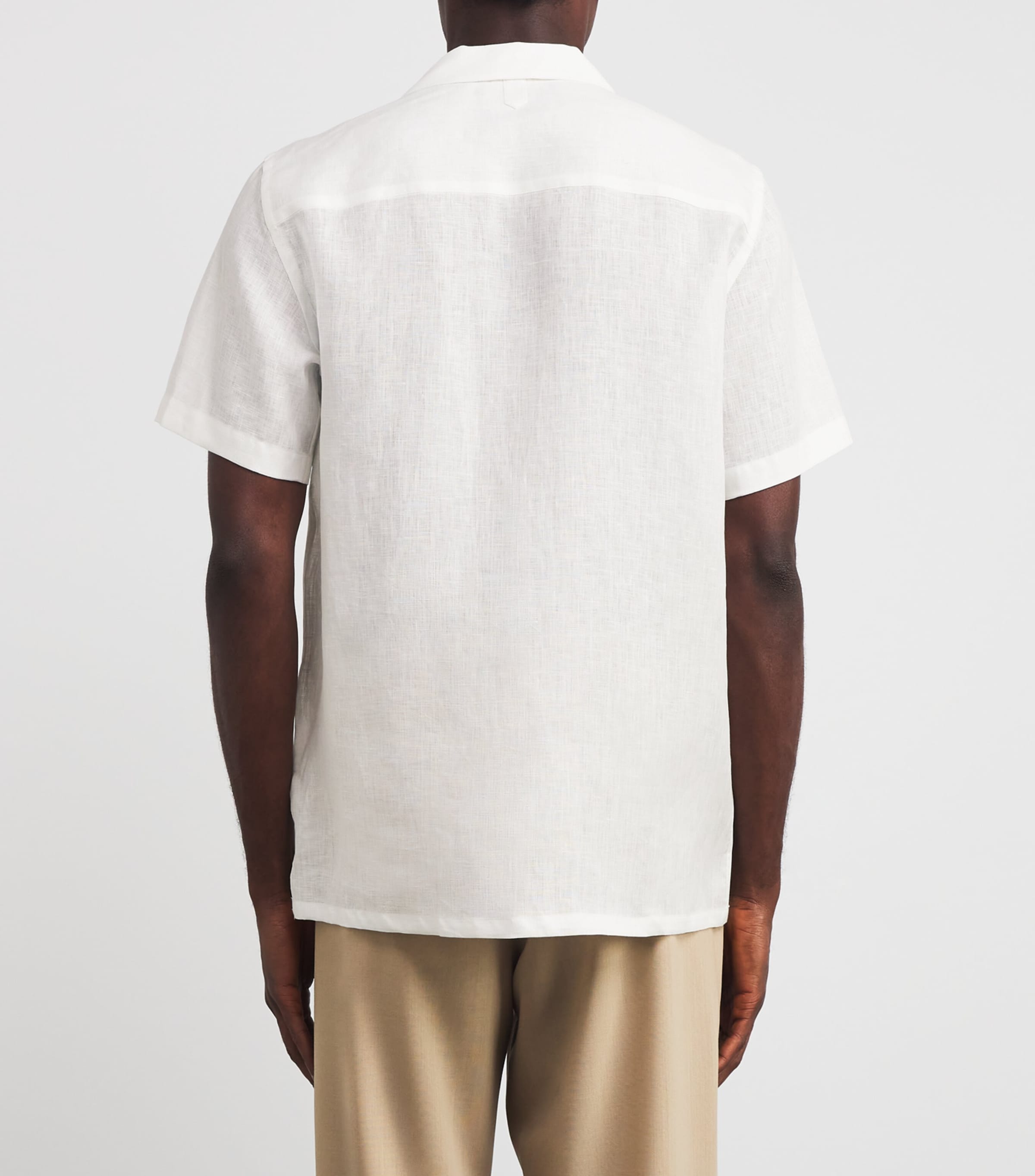 Canali Mens Linen Notched-Collar Shirt Image 4