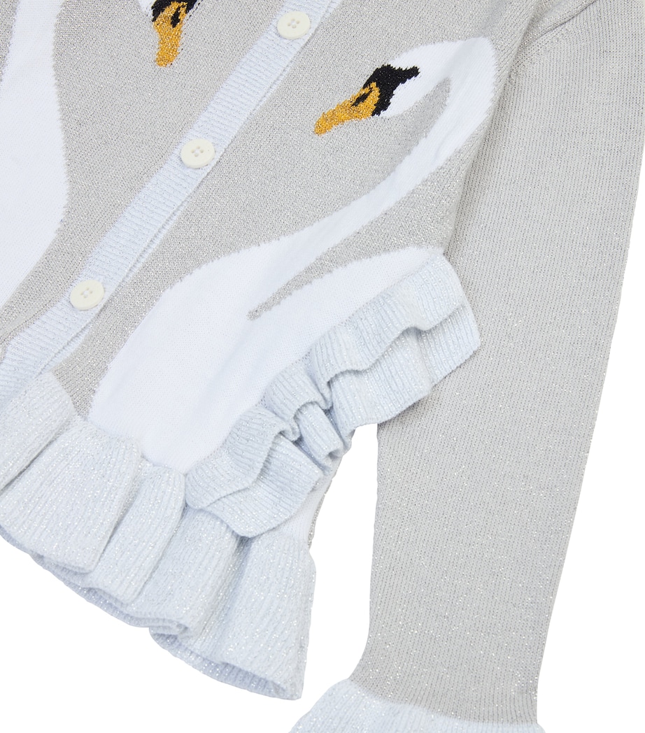 Swan-Print Cardigan (3-14+ Years) 925SILVER Image 2