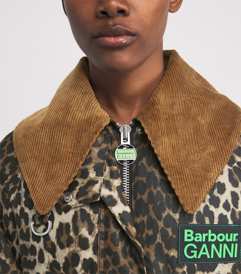 x GANNI Leopard Print Waxed Anorak Jacket LEOPARD PRNT/CLASSIC Image 7