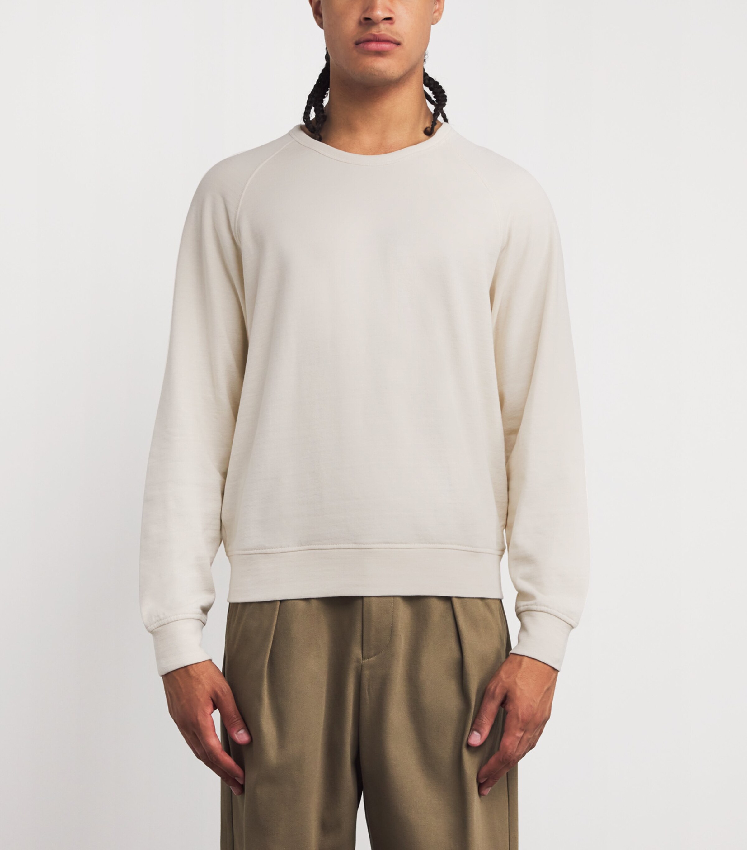 Cotton-Wool Raglan-Sleeve Sweatshirt LIGHT CREAM WH048 Image 3