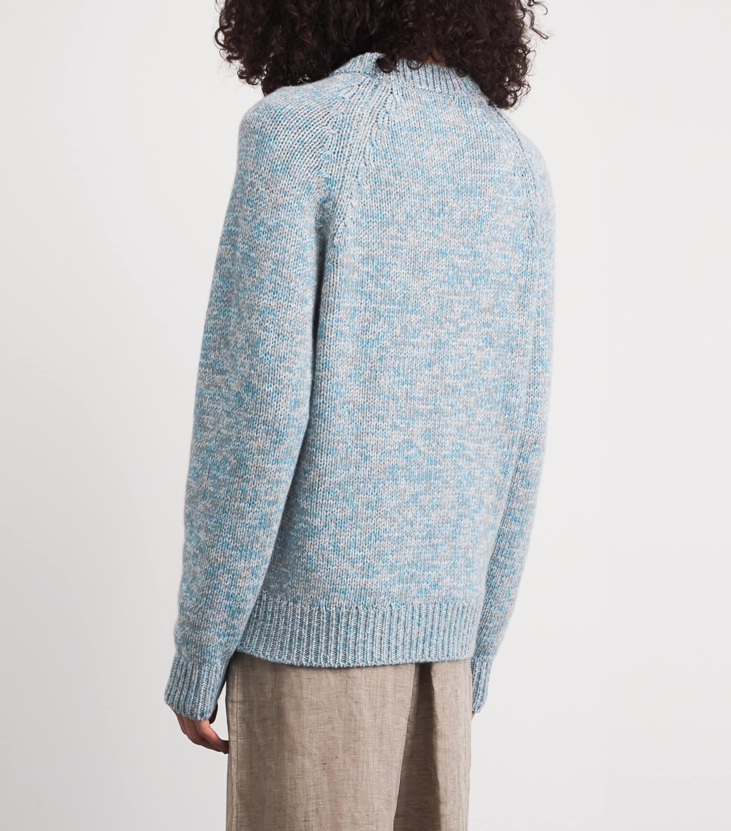 Johnstons Of Elgin Womens Cashmere Crew-Neck Fyfe Sweater Scapa Blu Mrl Image 5