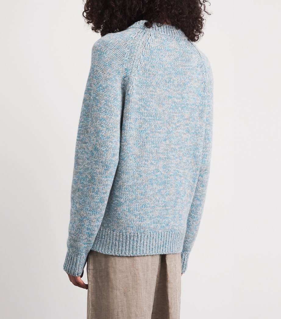 Johnstons Of Elgin Womens Cashmere Crew-Neck Fyfe Sweater Scapa Blu Mrl Image 5