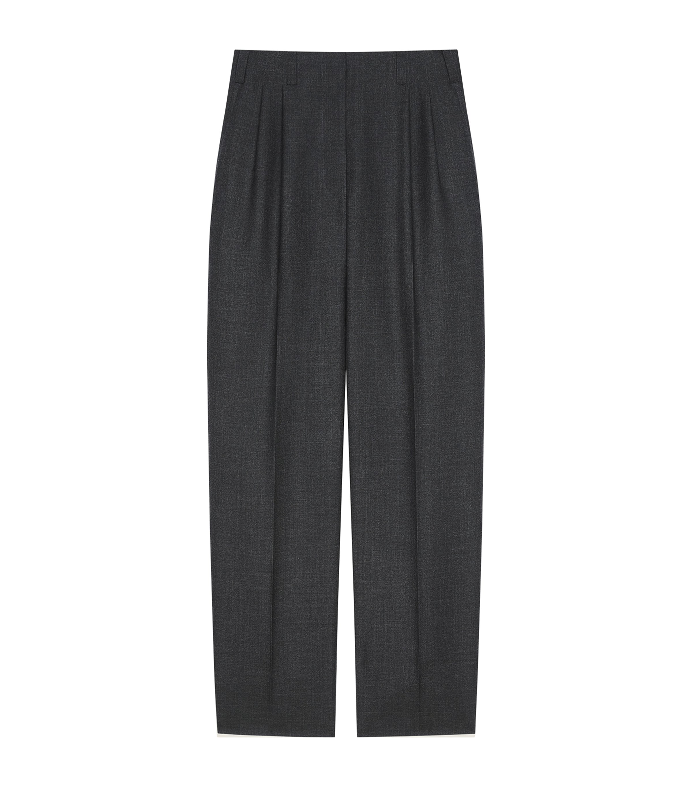 Wool Double Pleat Tailored Trousers GREY MIX Image 1