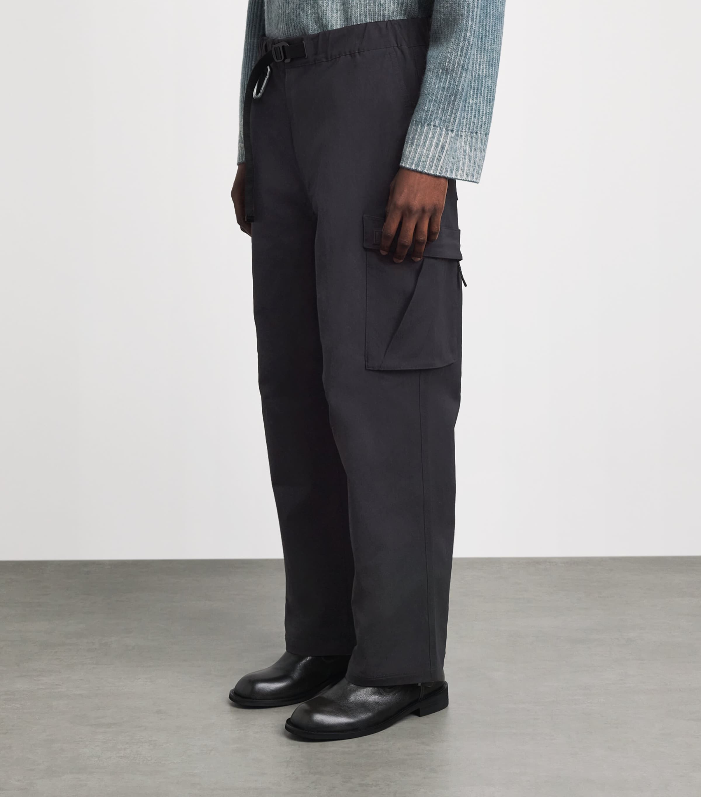 Represent Mens Functional Cargo Trousers Black Image 4