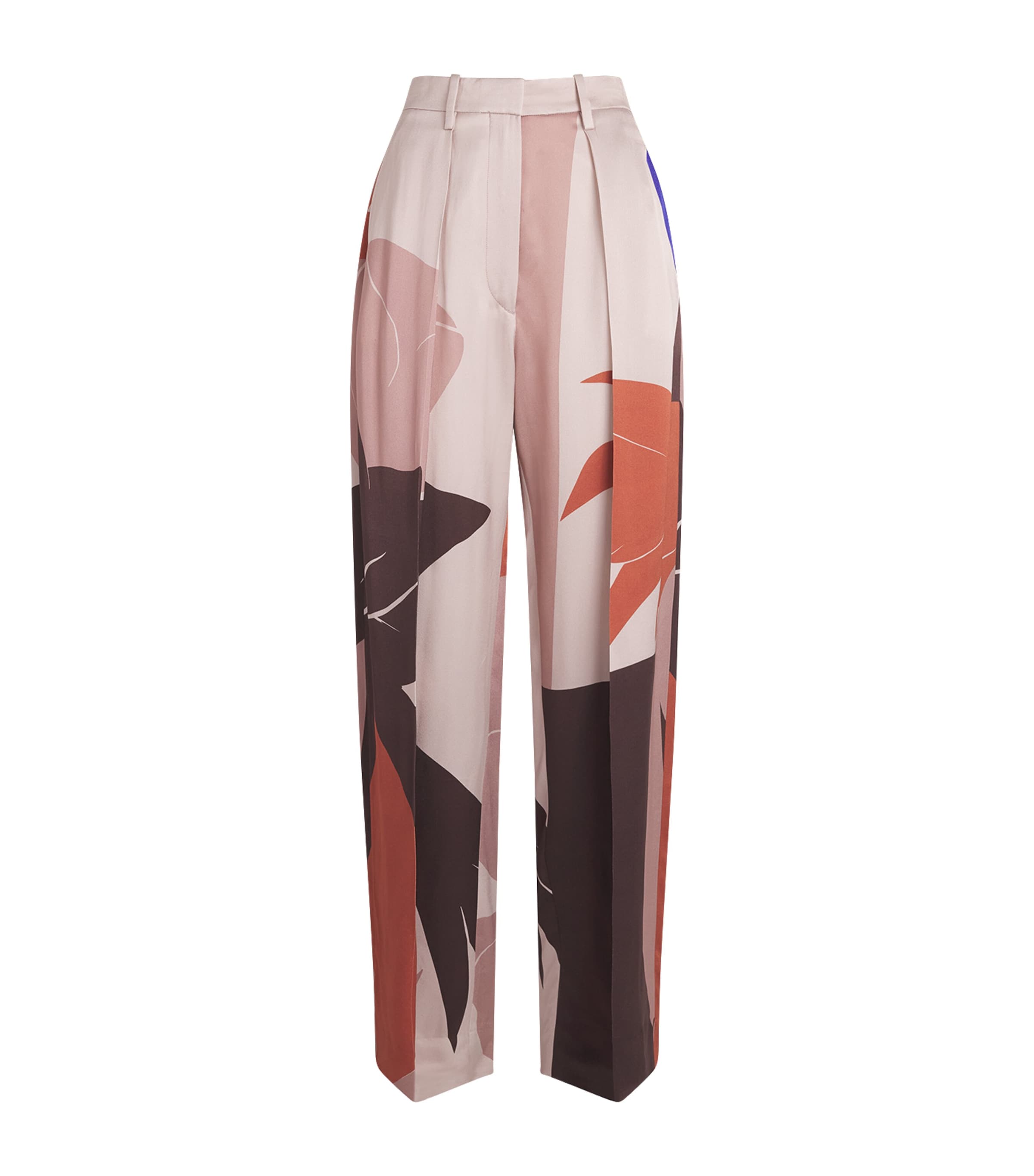 Victoria Beckham Womens Satin Cecilia Wide-Leg Trousers Abstract Earth Beige Image 1