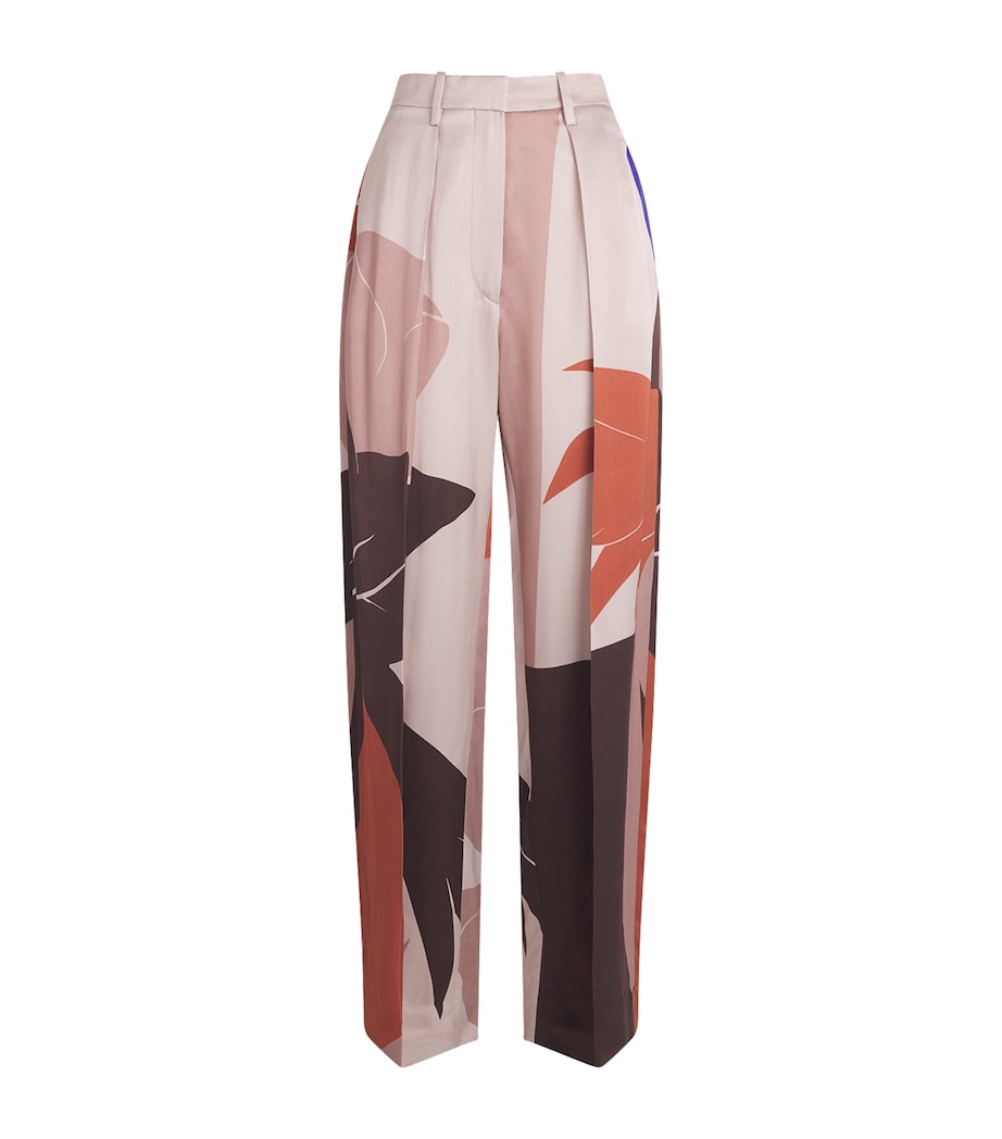 Victoria Beckham Womens Satin Cecilia Wide-Leg Trousers Abstract Earth Beige Image 1